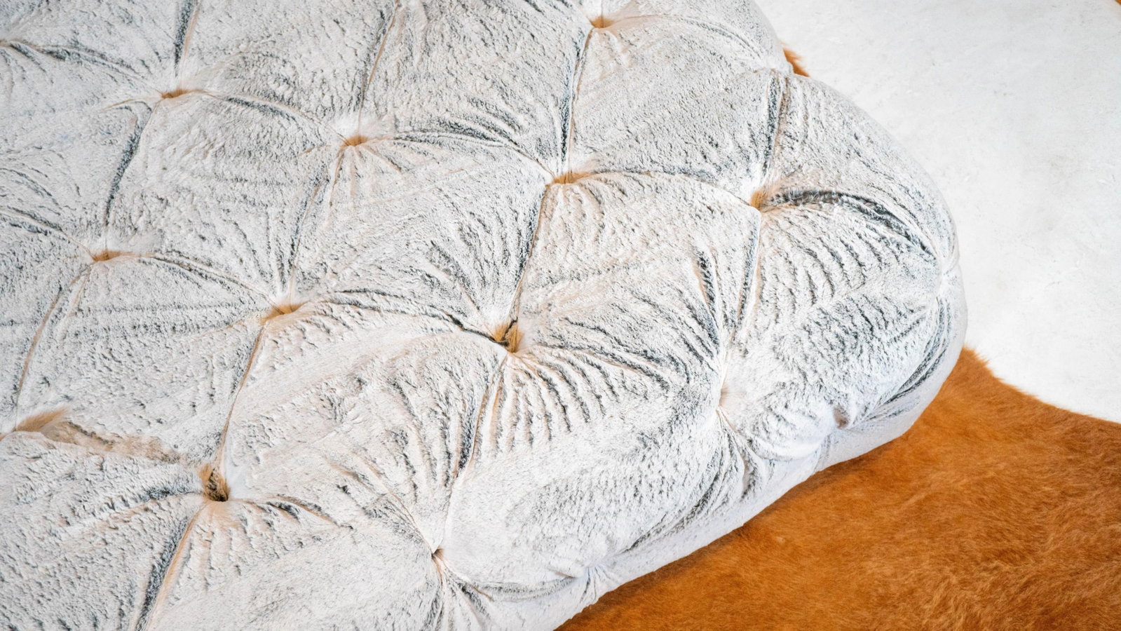 Restoration Hardware Custom Soho Tufted Fur Ottoman - 4
