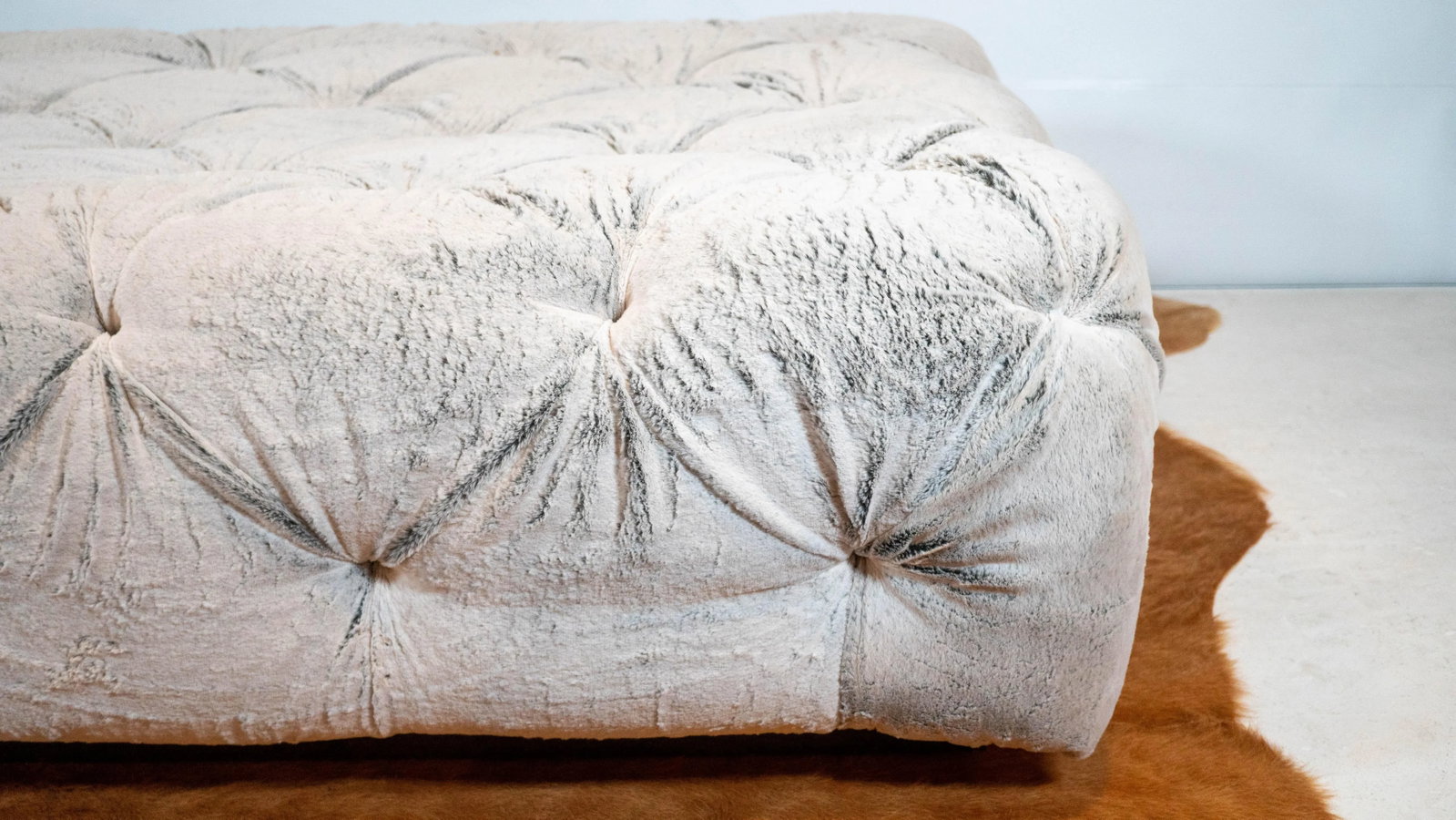 Restoration Hardware Custom Soho Tufted Fur Ottoman - 5