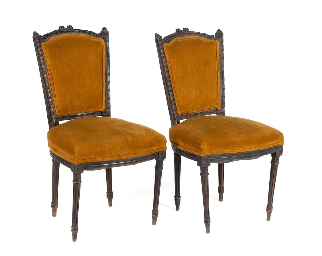 Late 19th Century Pair of Louis XVI Style Side Chairs - 2