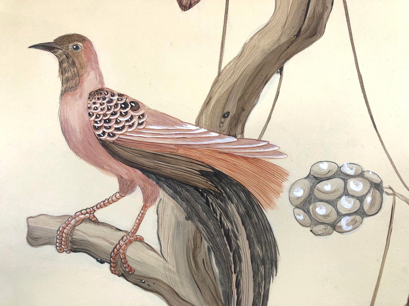 Chinoiserie Style Bird Painting, "Take It to the Nest Level" - 4