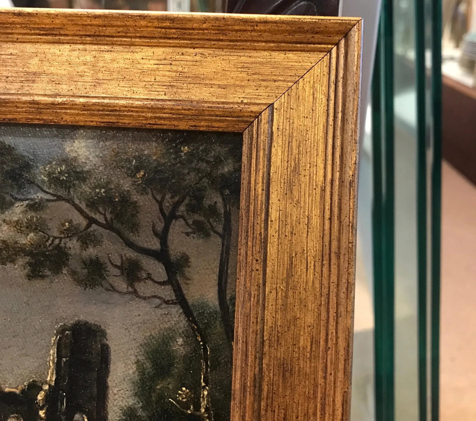 Mid 19th Century "Ruins" European Architectural Ruins with Landscape Oil Painting, Framed - 6