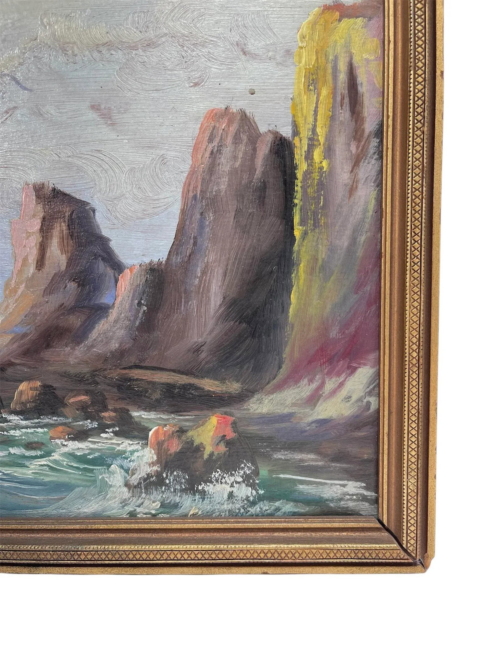 Early 1900s Antique Seascape Oil Painting. - 2