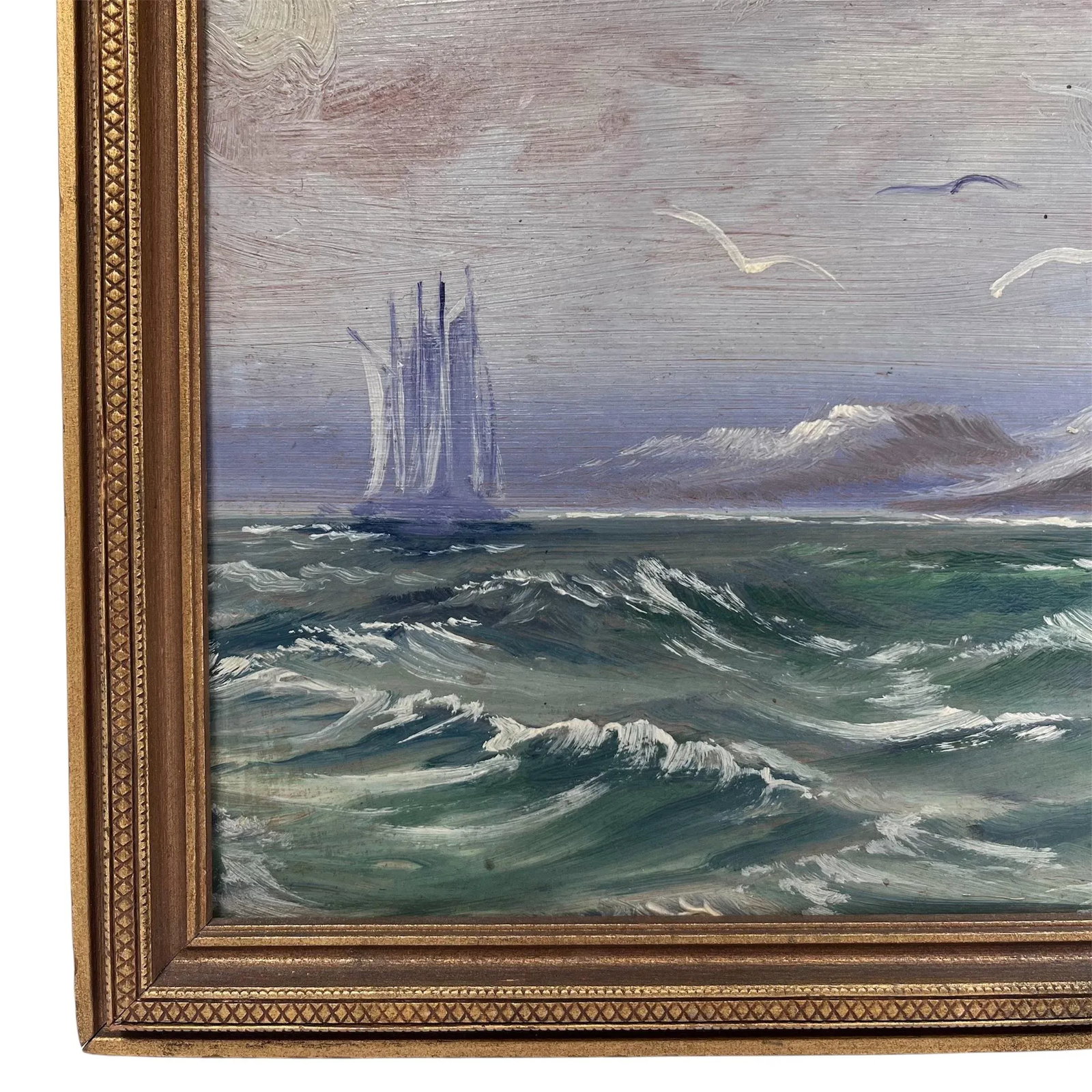 Early 1900s Antique Seascape Oil Painting. - 3