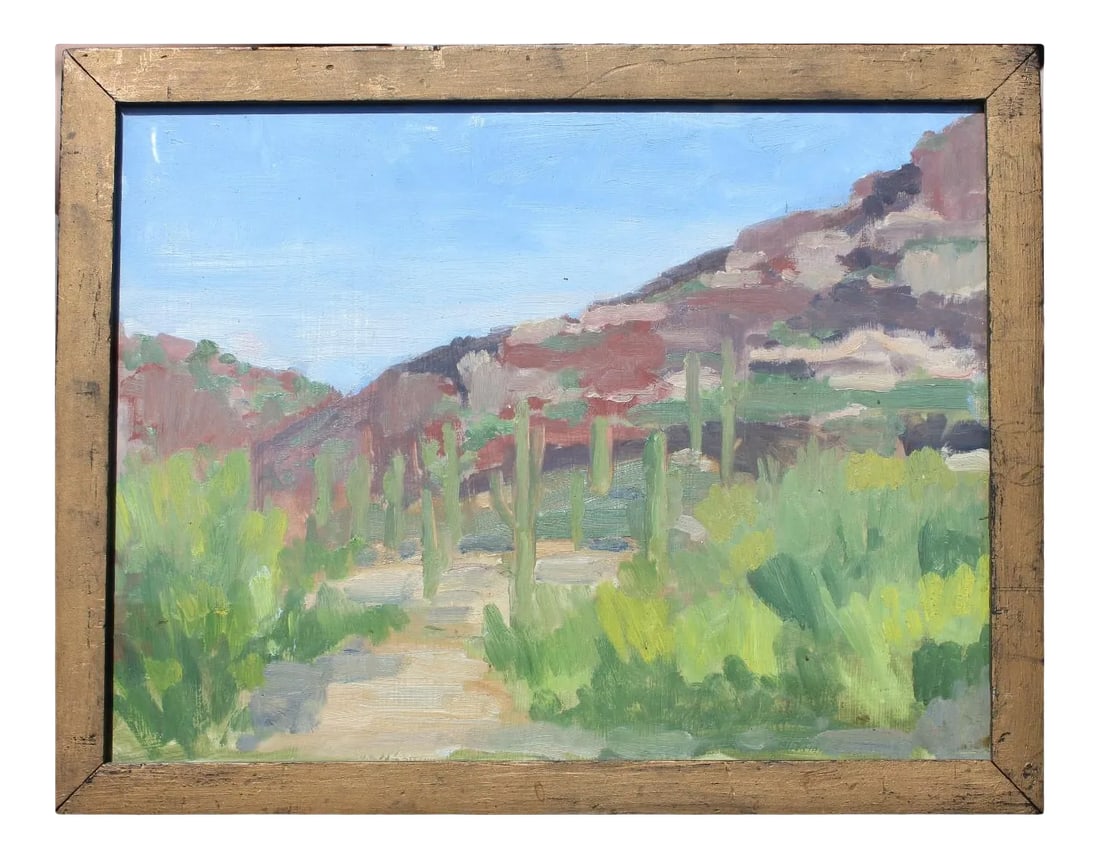 Contemporary Framed Western Desert Oil Paint Landscape by Unknown Artist (1 of 5)