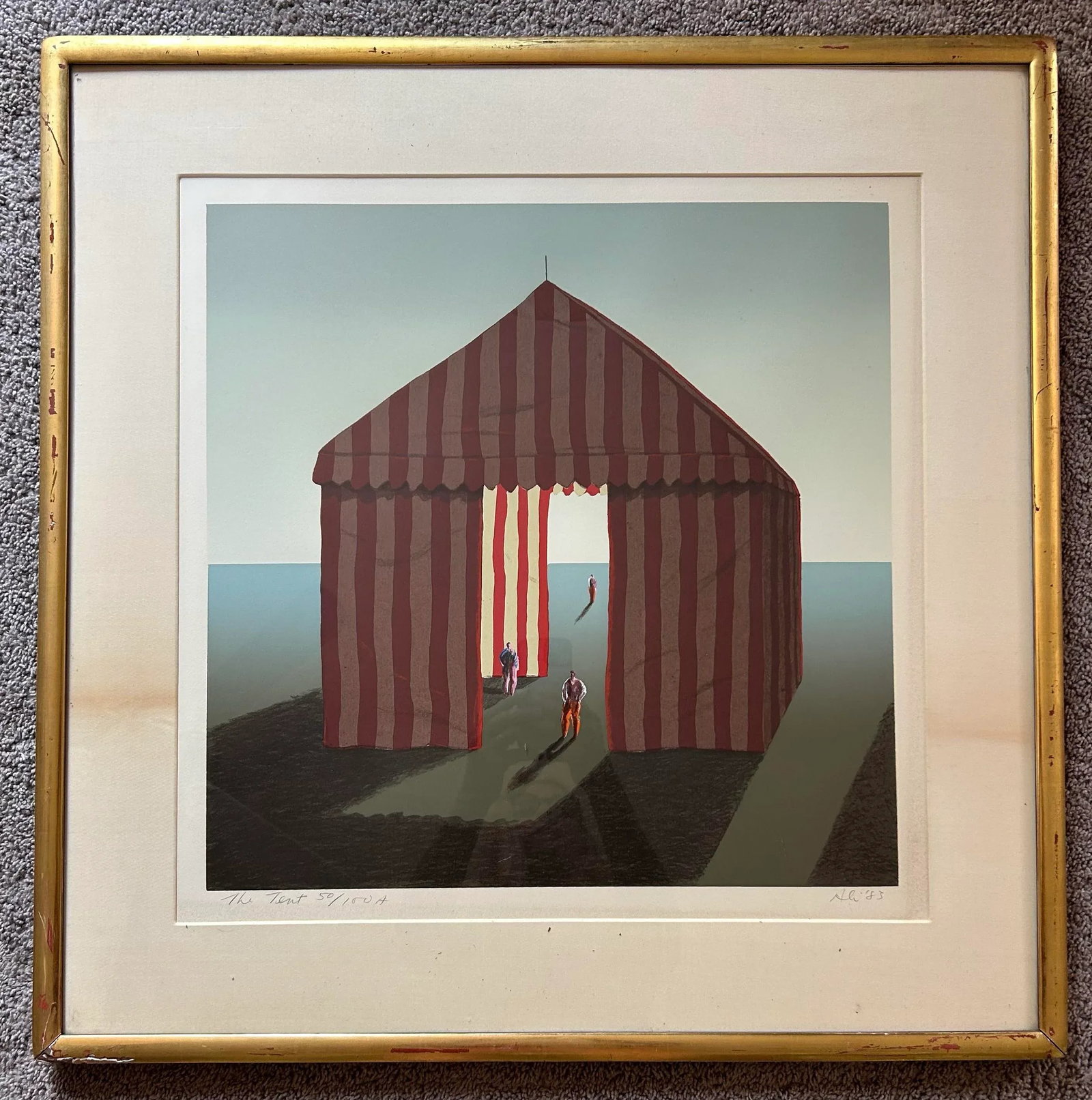 Vintage Lithograph Entitled Circus Tent by Iranian Artist Ali Golkar - 2