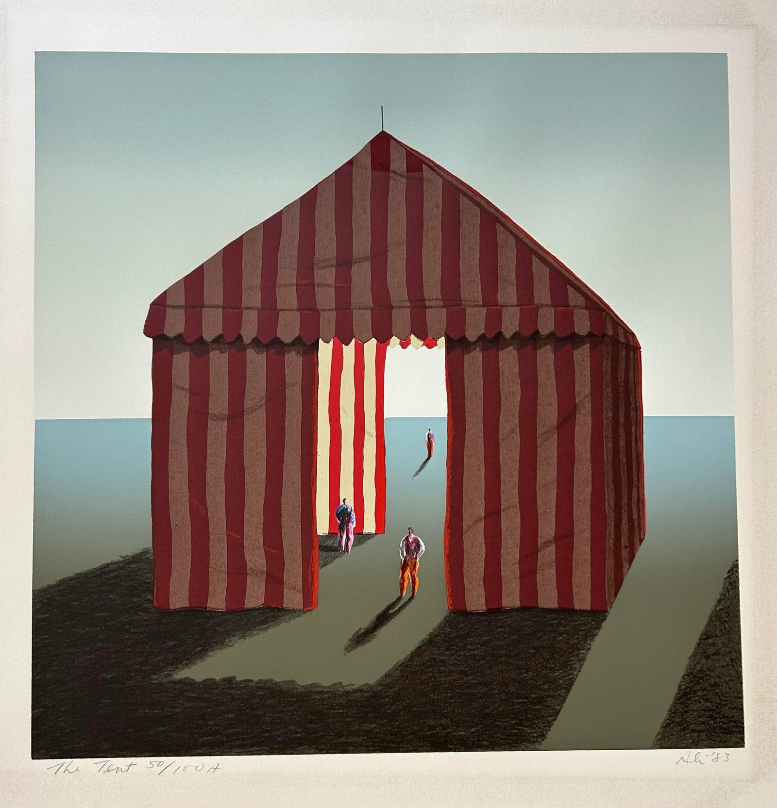 Vintage Lithograph Entitled Circus Tent by Iranian Artist Ali Golkar - 3