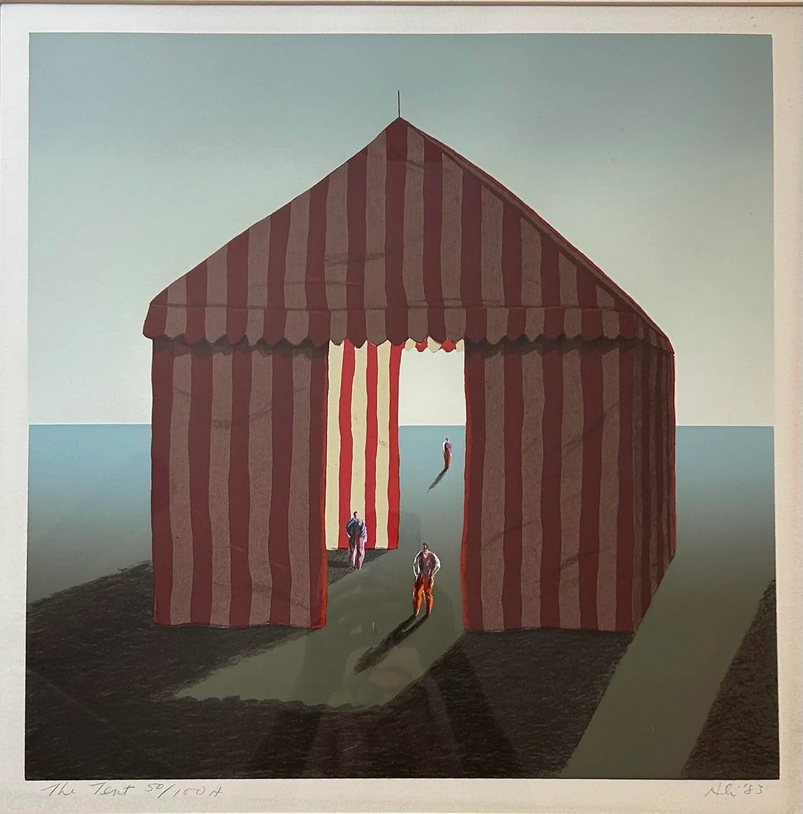 Vintage Lithograph Entitled Circus Tent by Iranian Artist Ali Golkar - 4
