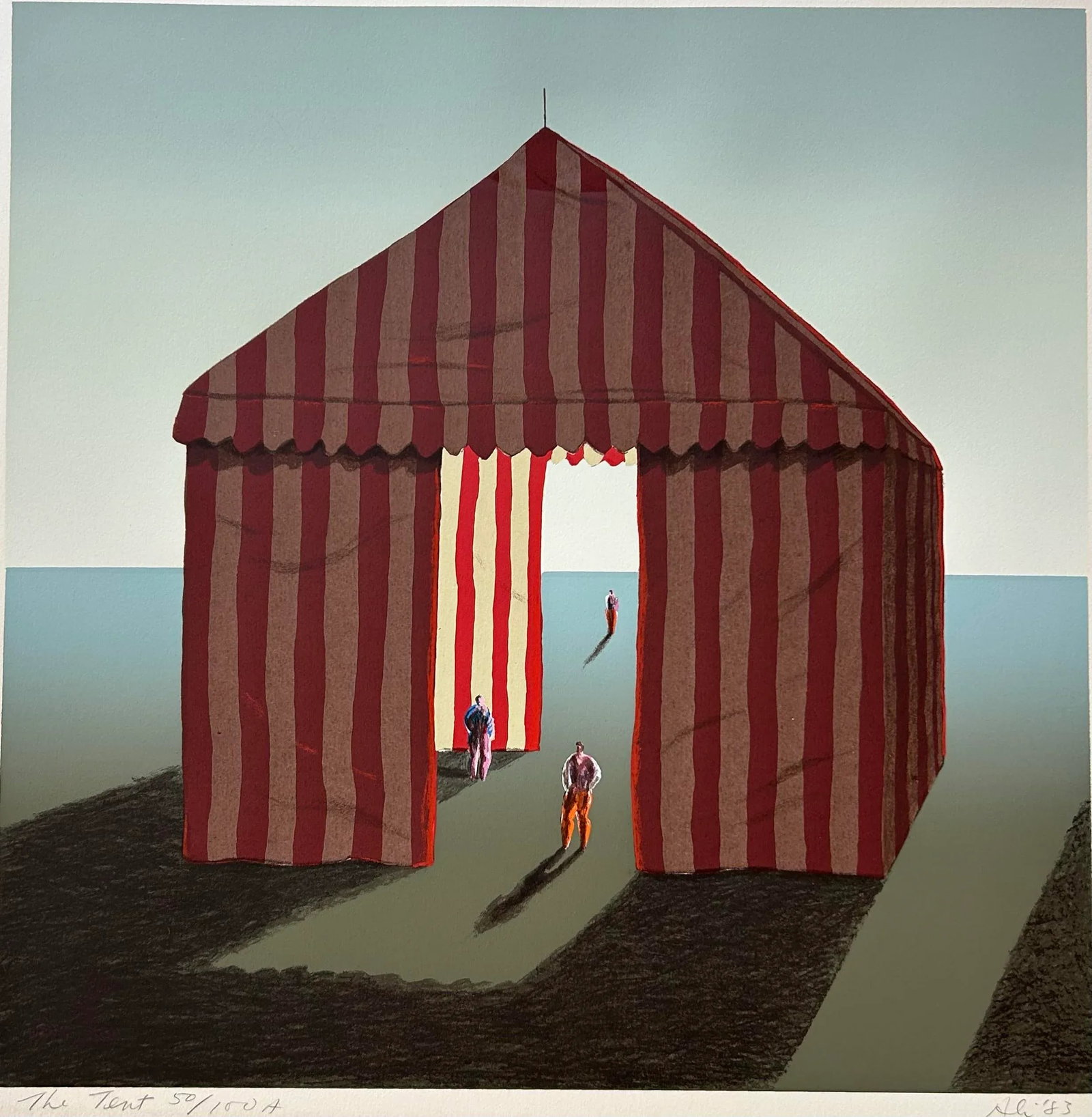 Vintage Lithograph Entitled Circus Tent by Iranian Artist Ali Golkar - 5