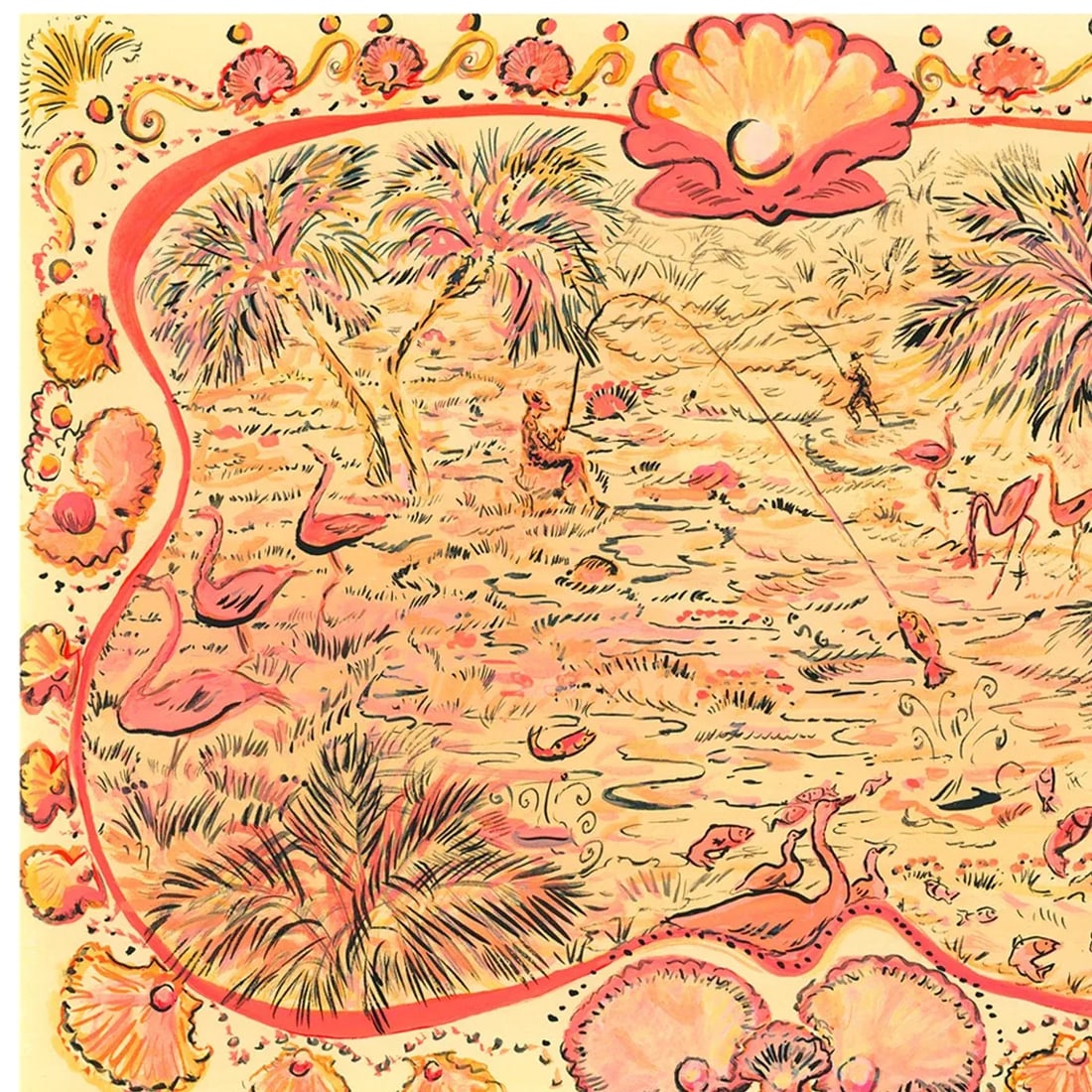 Pink Shell Lagoon Original Watercolor by Pauline De Roussy De Sales - 2