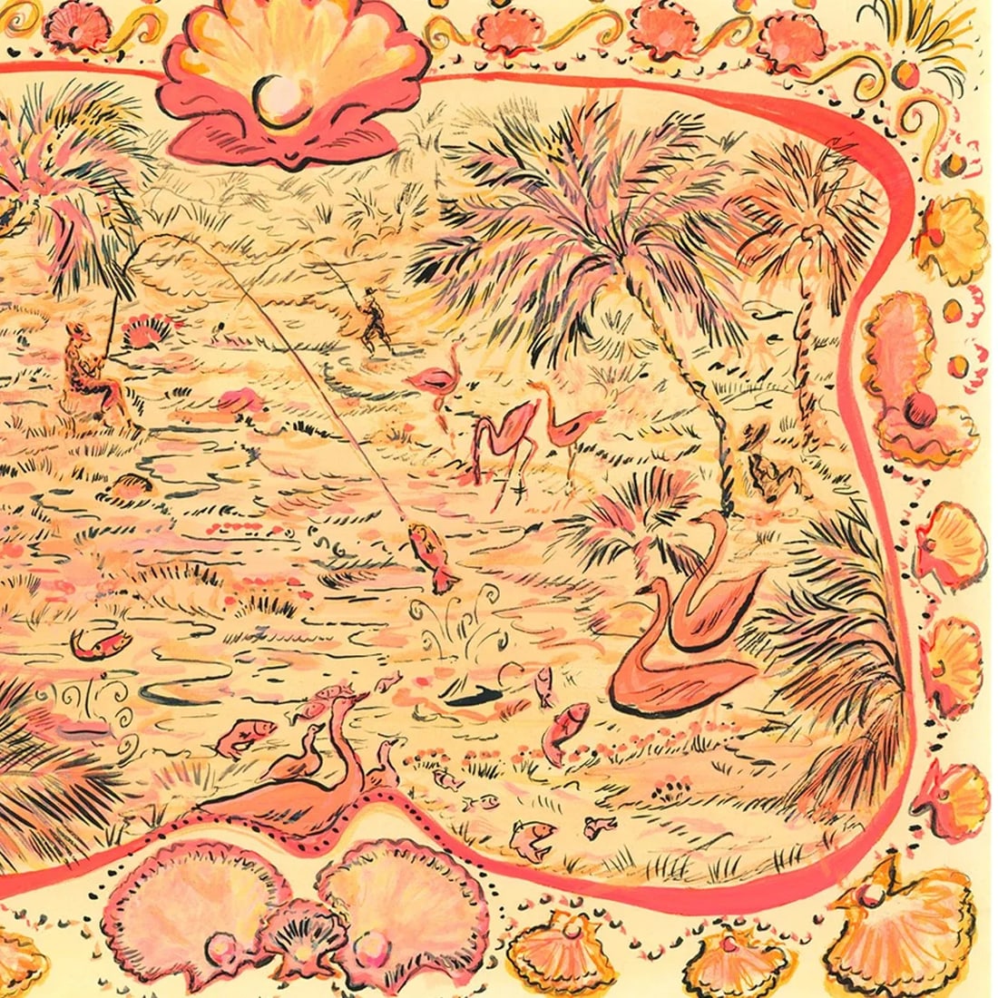 Pink Shell Lagoon Original Watercolor by Pauline De Roussy De Sales - 3