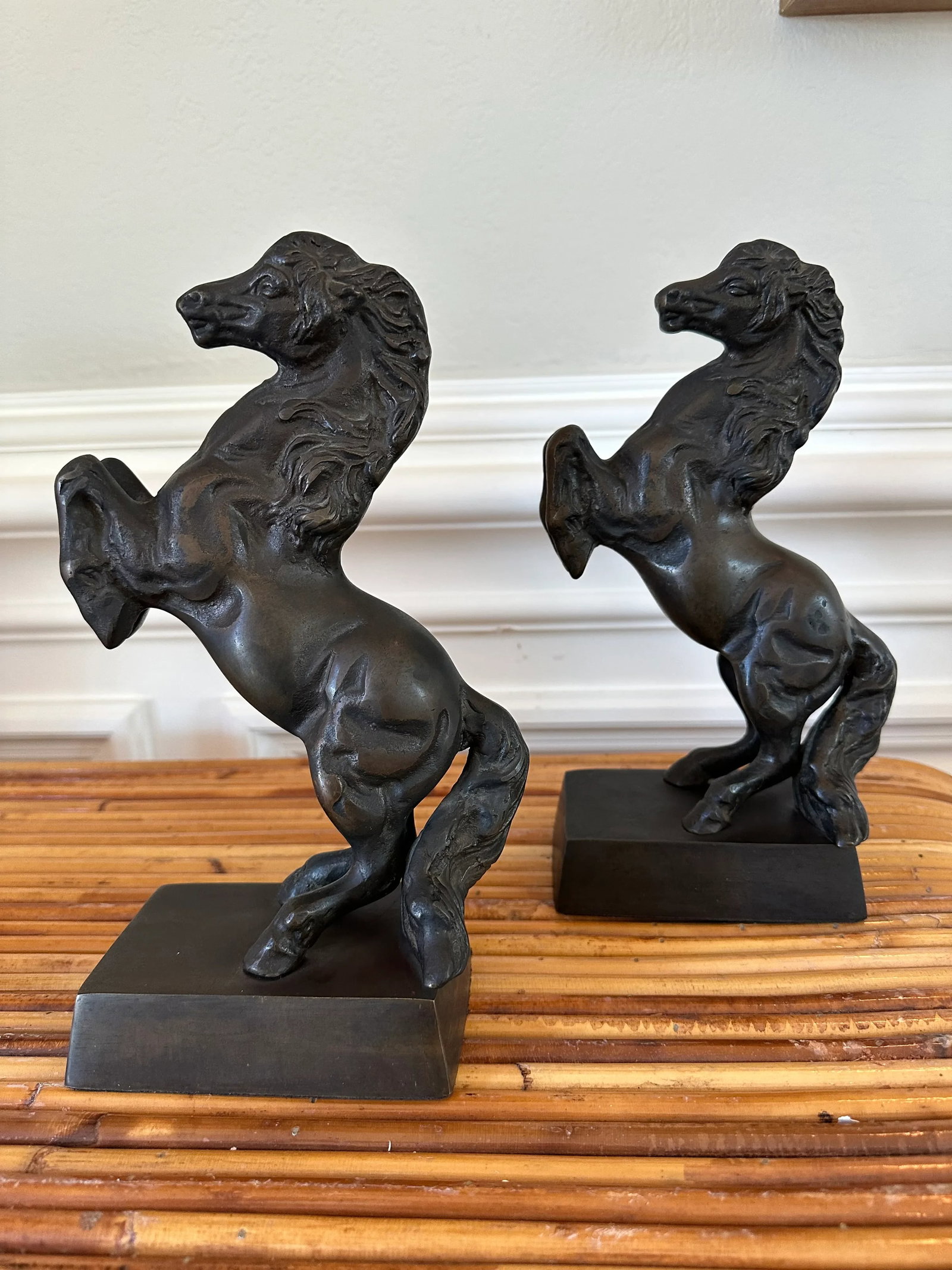 Vintage 1970's Bronze Finish Horse Sculptures -a Pair - 2