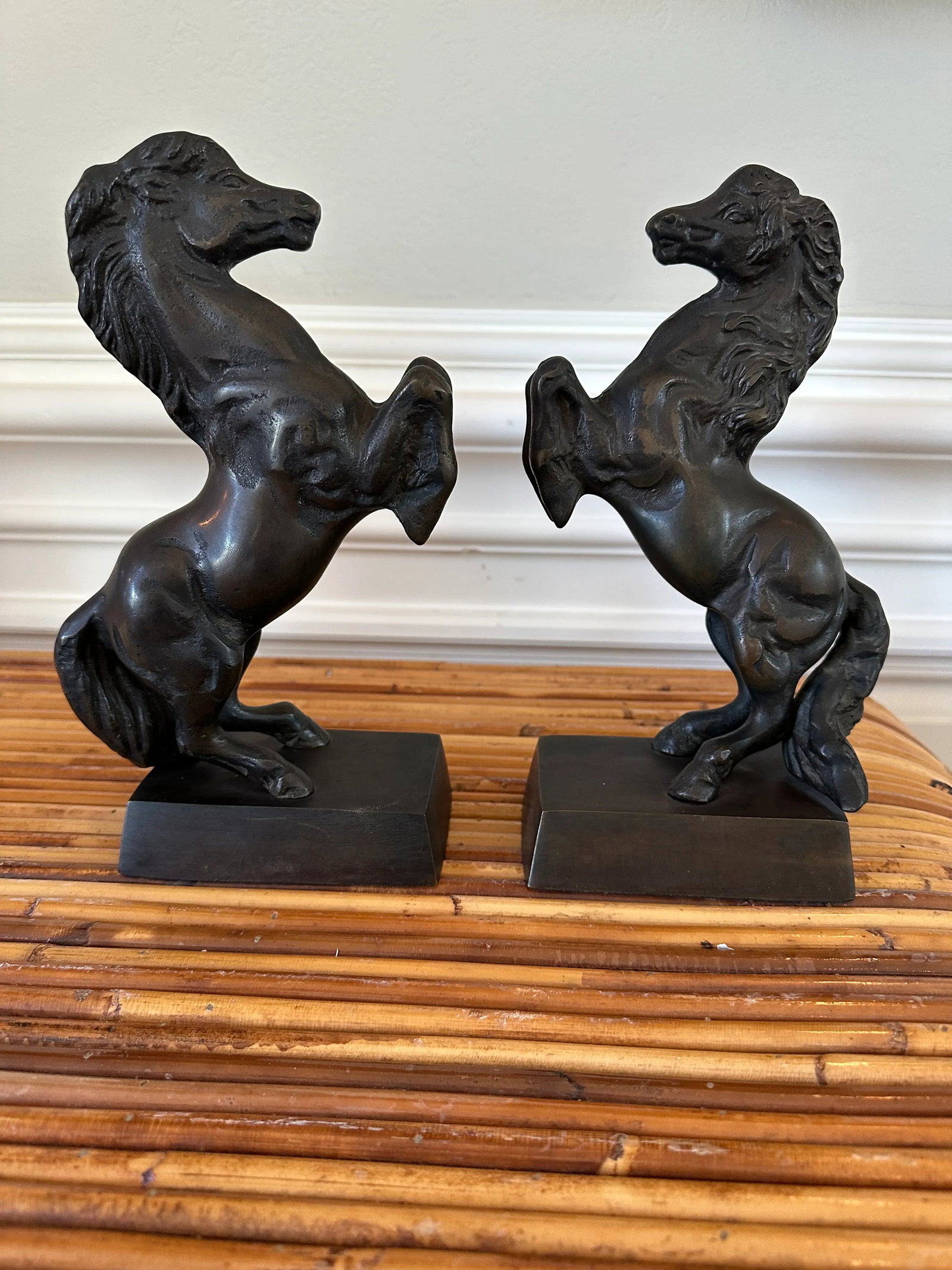 Vintage 1970's Bronze Finish Horse Sculptures -a Pair - 6