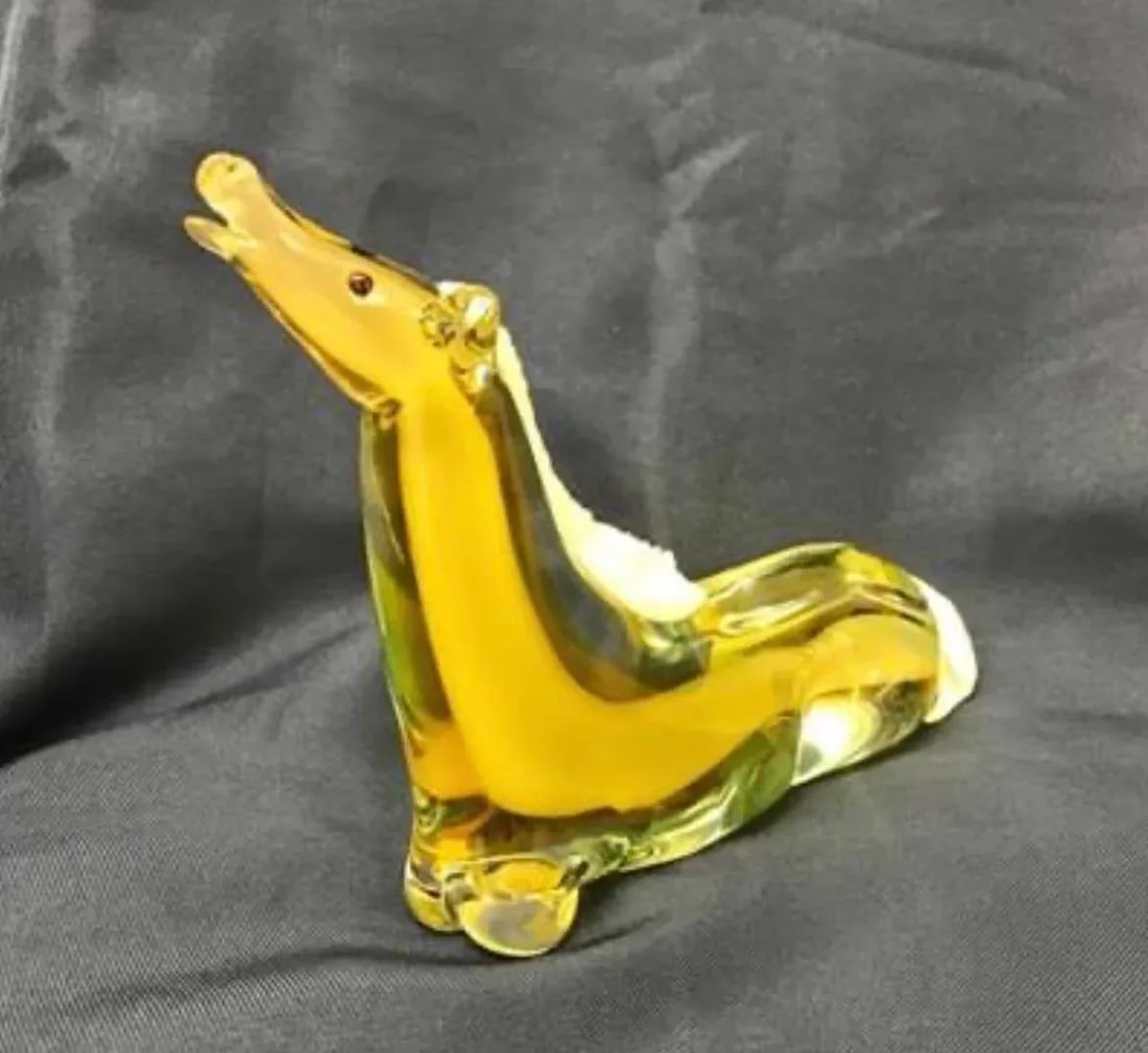 Midcentury Murano Glass Art "Laying Horse" Figurine - 4