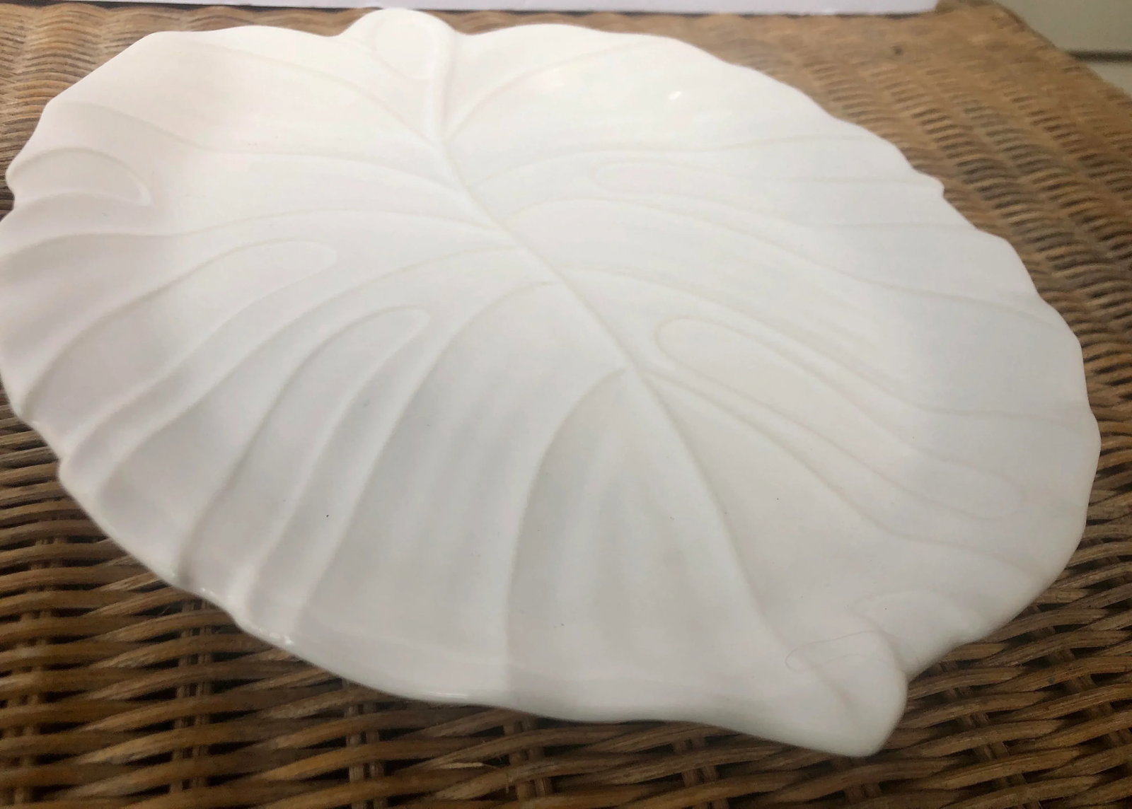 White Philodendron Palm Leaf Ceramic Platter - 5