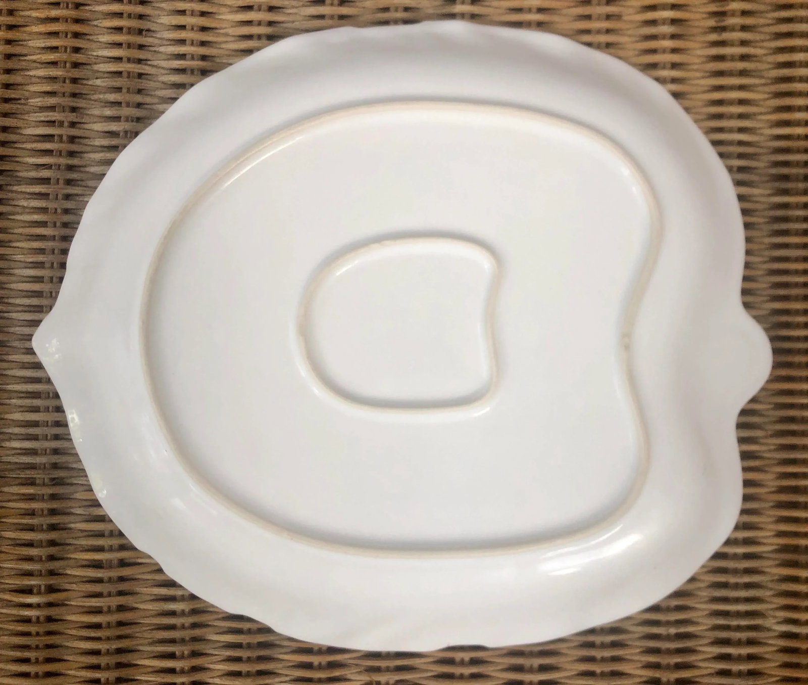 White Philodendron Palm Leaf Ceramic Platter - 6