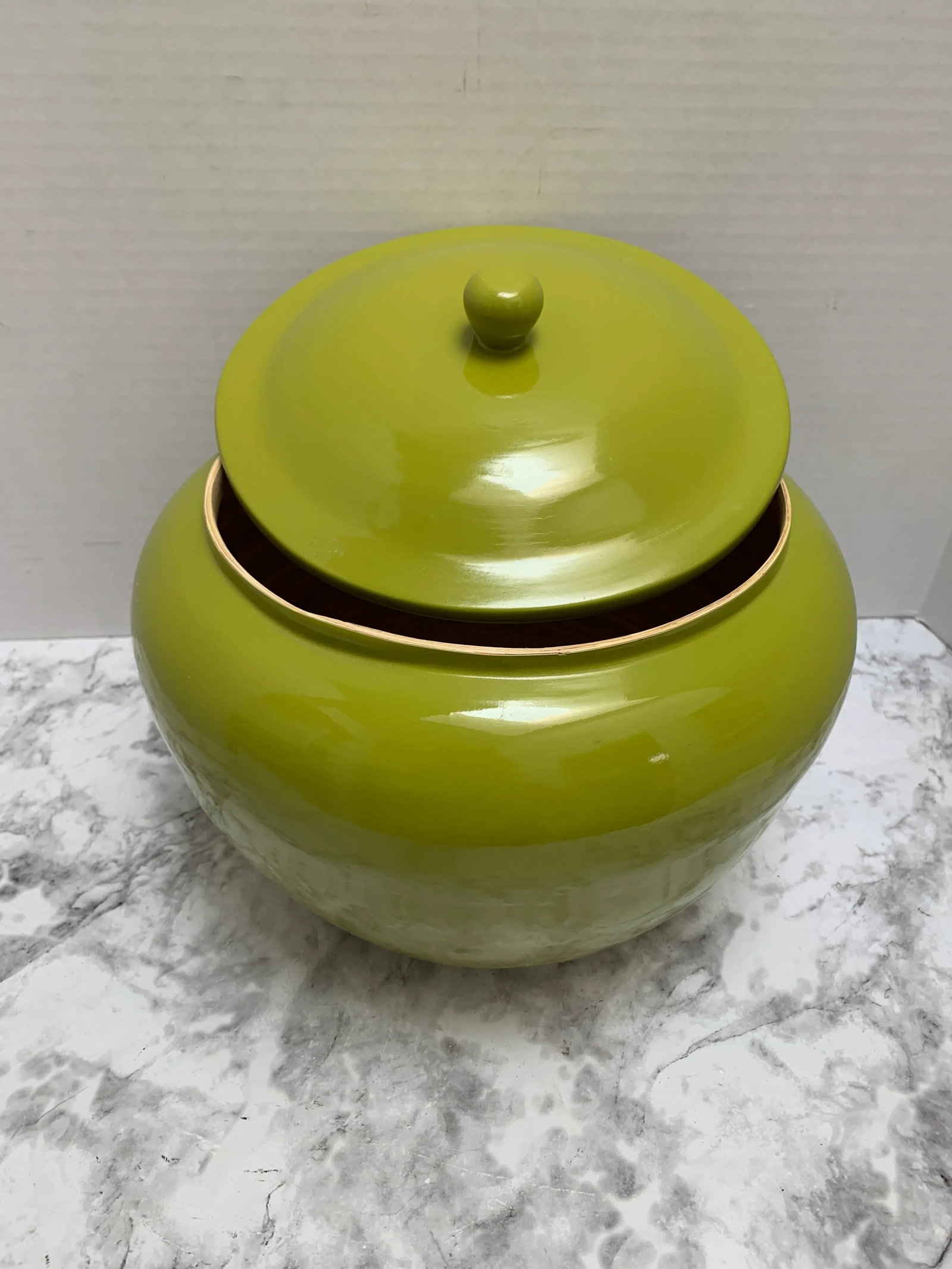 Vintage Bamboo Jonathan Adler Green Storage Vessel - 3