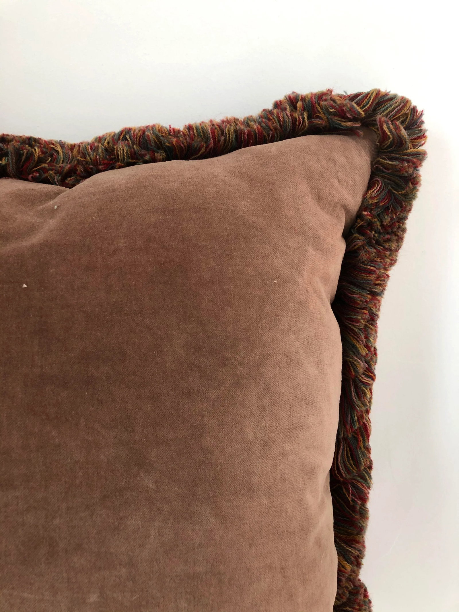 Hand Dyed Velvet Throw Pillow with Wool Tassel Trim - 4