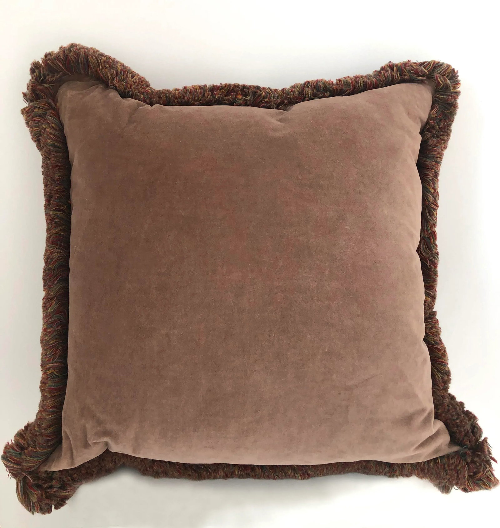 Hand Dyed Velvet Throw Pillow with Wool Tassel Trim - 6