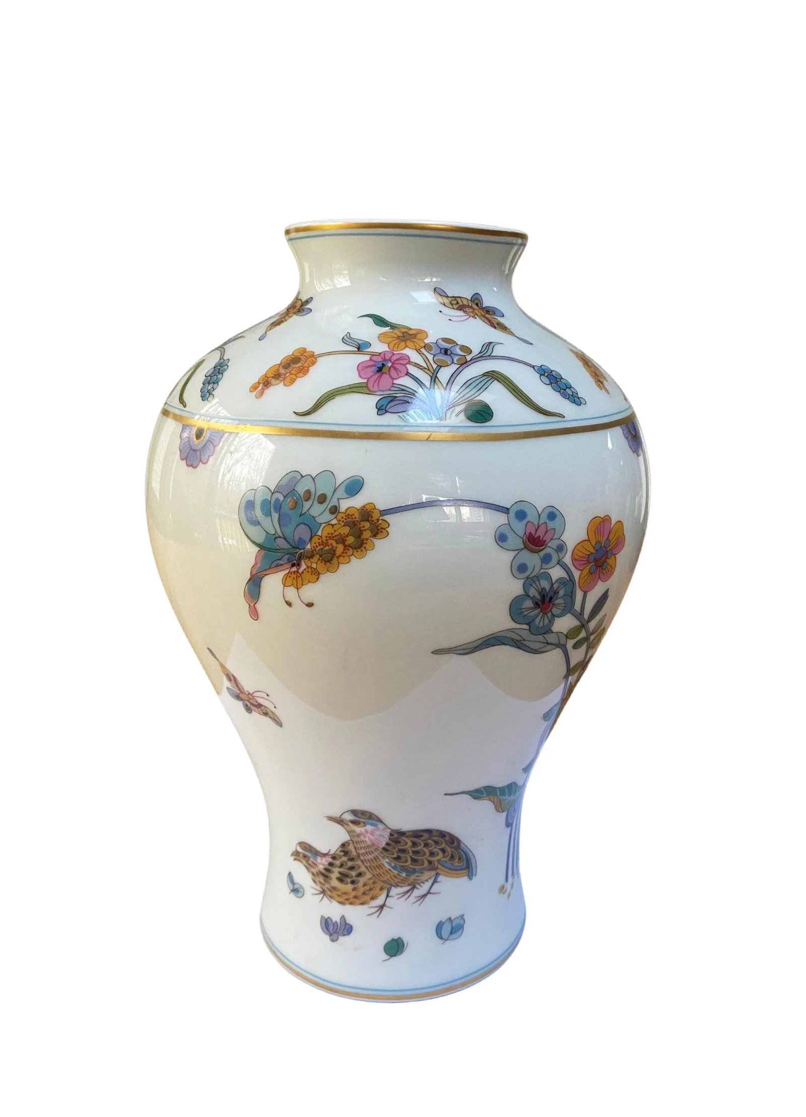 1970s Art Nouveau Haviland Limoges Golden Quail Pattern Vase - 2