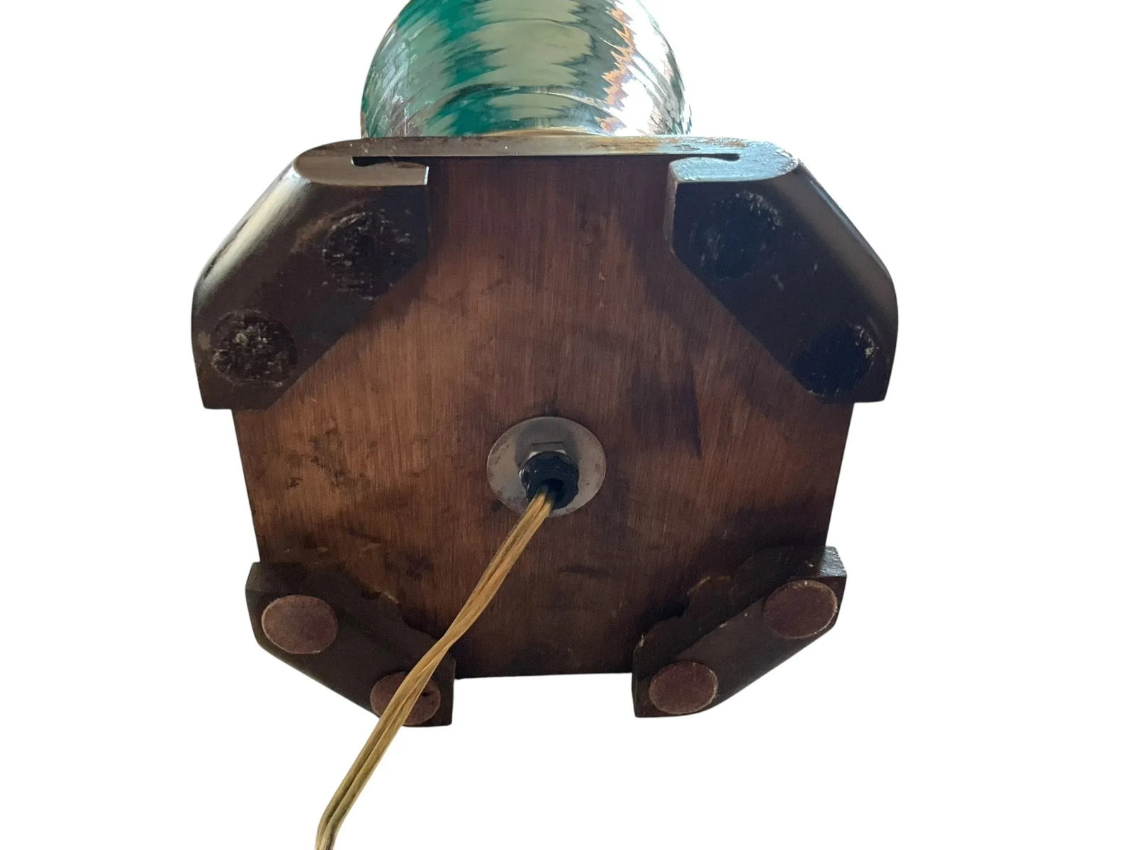 Frederick Cooper Faux Malachite Porcelain and Brass Table Lamp - 6