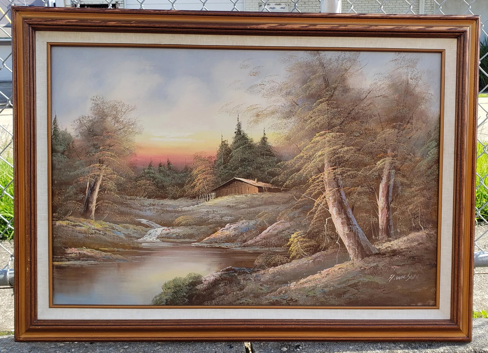 Vintage 1970's Forest Landscape Oil Painting on Canvas by H. Wilson - 4