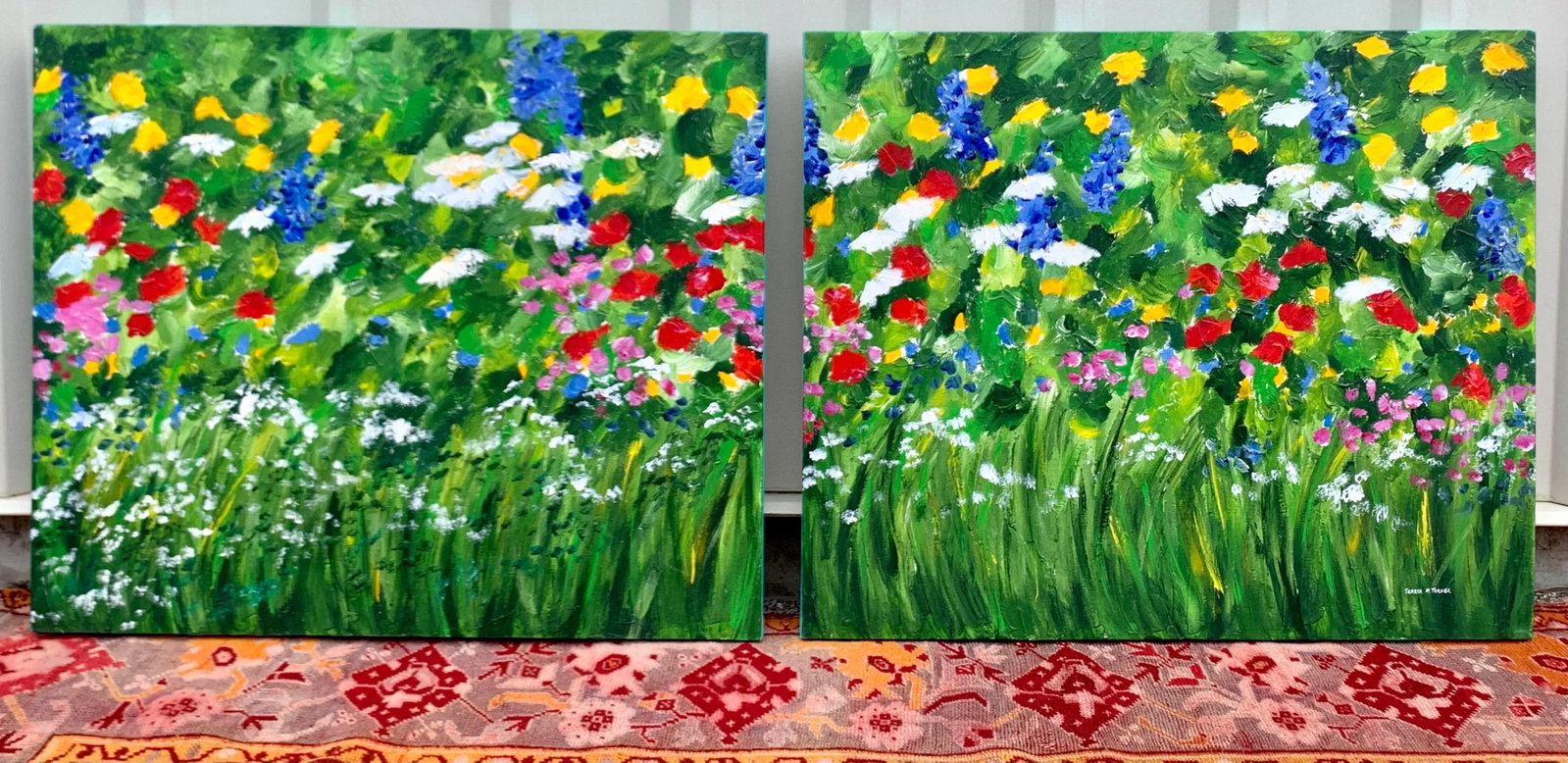 Original Teresa M. Turner "Freedom Garden" Diptych Paintings- a Pair - 13