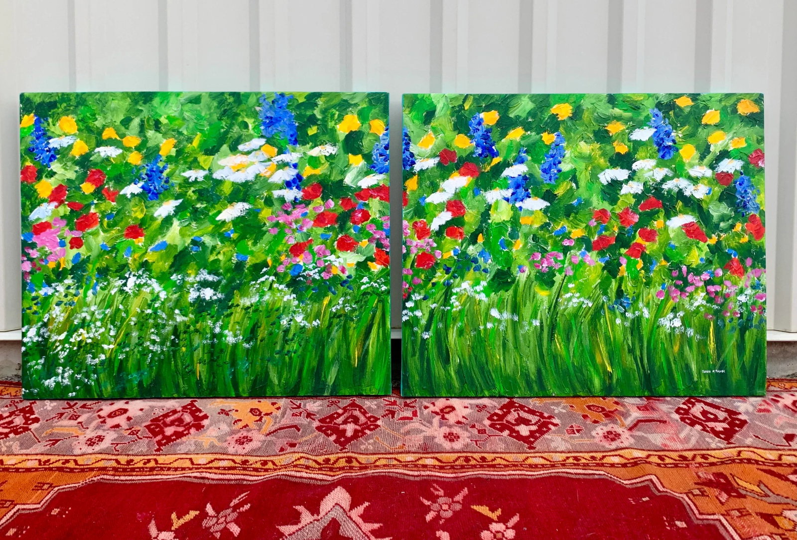 Original Teresa M. Turner "Freedom Garden" Diptych Paintings- a Pair - 2