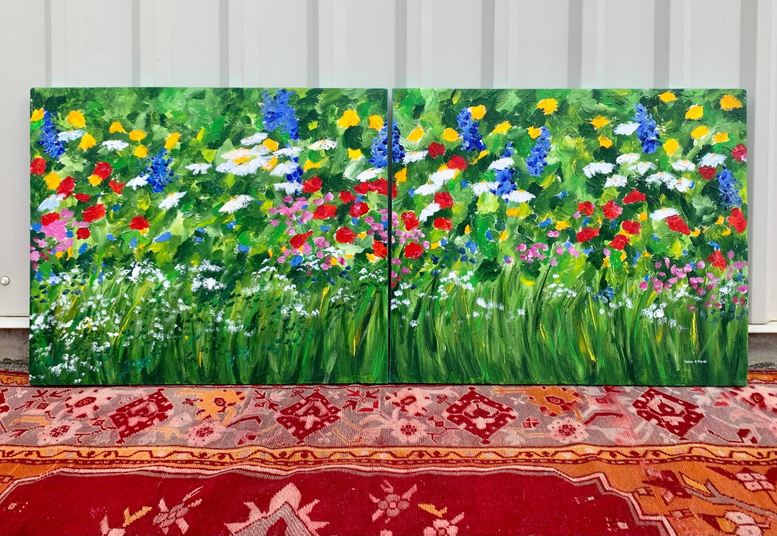 Original Teresa M. Turner "Freedom Garden" Diptych Paintings- a Pair - 3