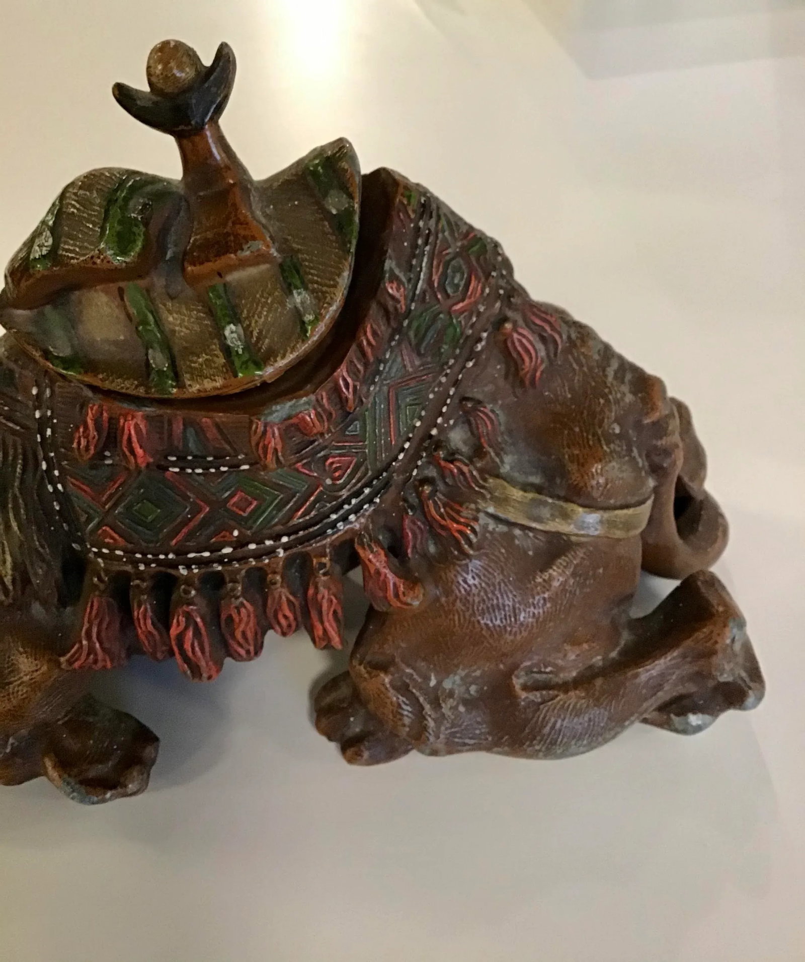 Antique Anglo-Indian Styled Cast Metal Camel Inkwell Sculpture - 12