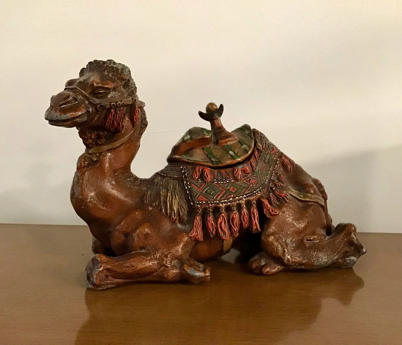 Antique Anglo-Indian Styled Cast Metal Camel Inkwell Sculpture - 13
