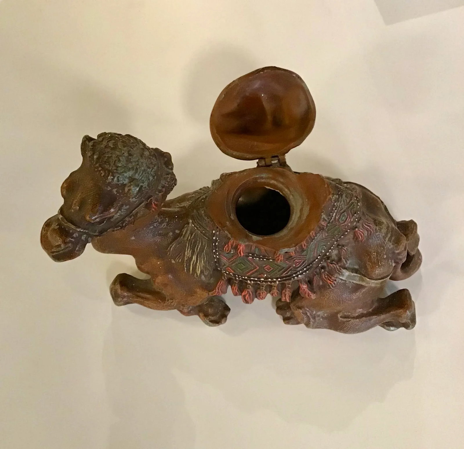Antique Anglo-Indian Styled Cast Metal Camel Inkwell Sculpture - 4