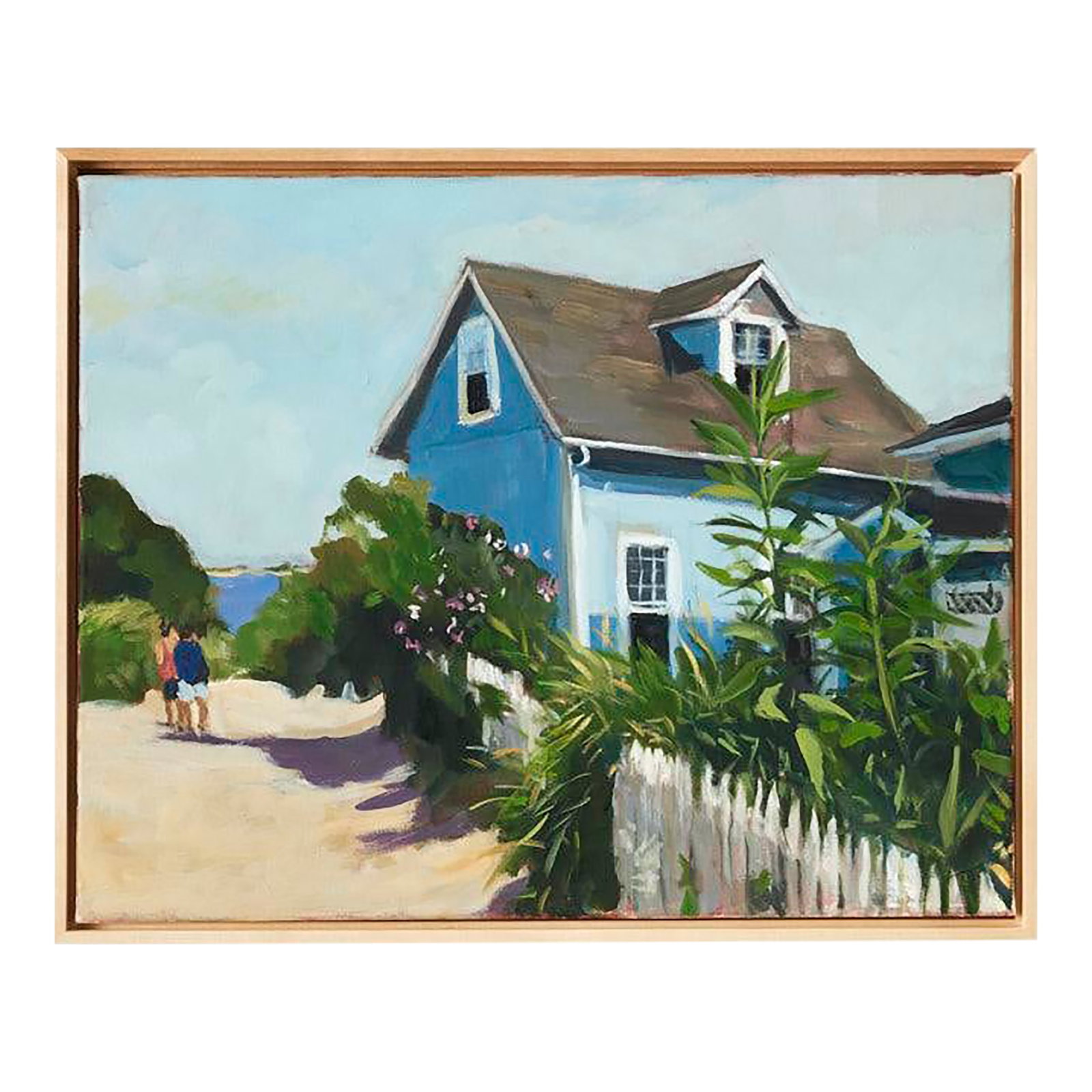 Mary Breneman, Blue House, Oil on Canvas, Framed: - Oil on canvas, framed - Introducing a new series of oil paintings by beloved Hudson Valley-based artist Mary Breneman. Inspired by early American modernists like Milton Avery and Arthur Dove, as
