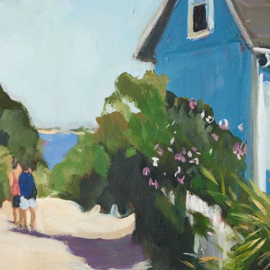 Mary Breneman, Blue House, Oil on Canvas, Framed - 4