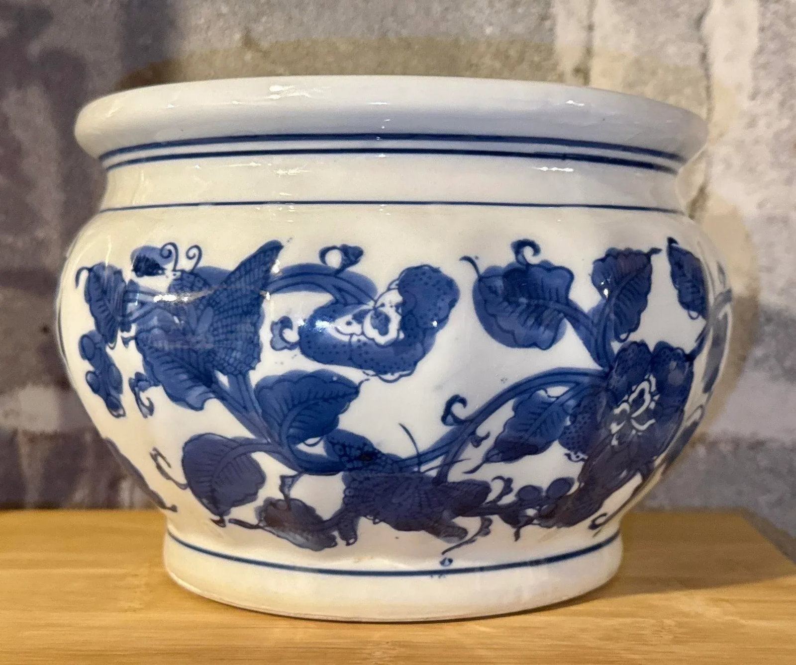 Vintage Blue & White Chinoiserie Planter - 2