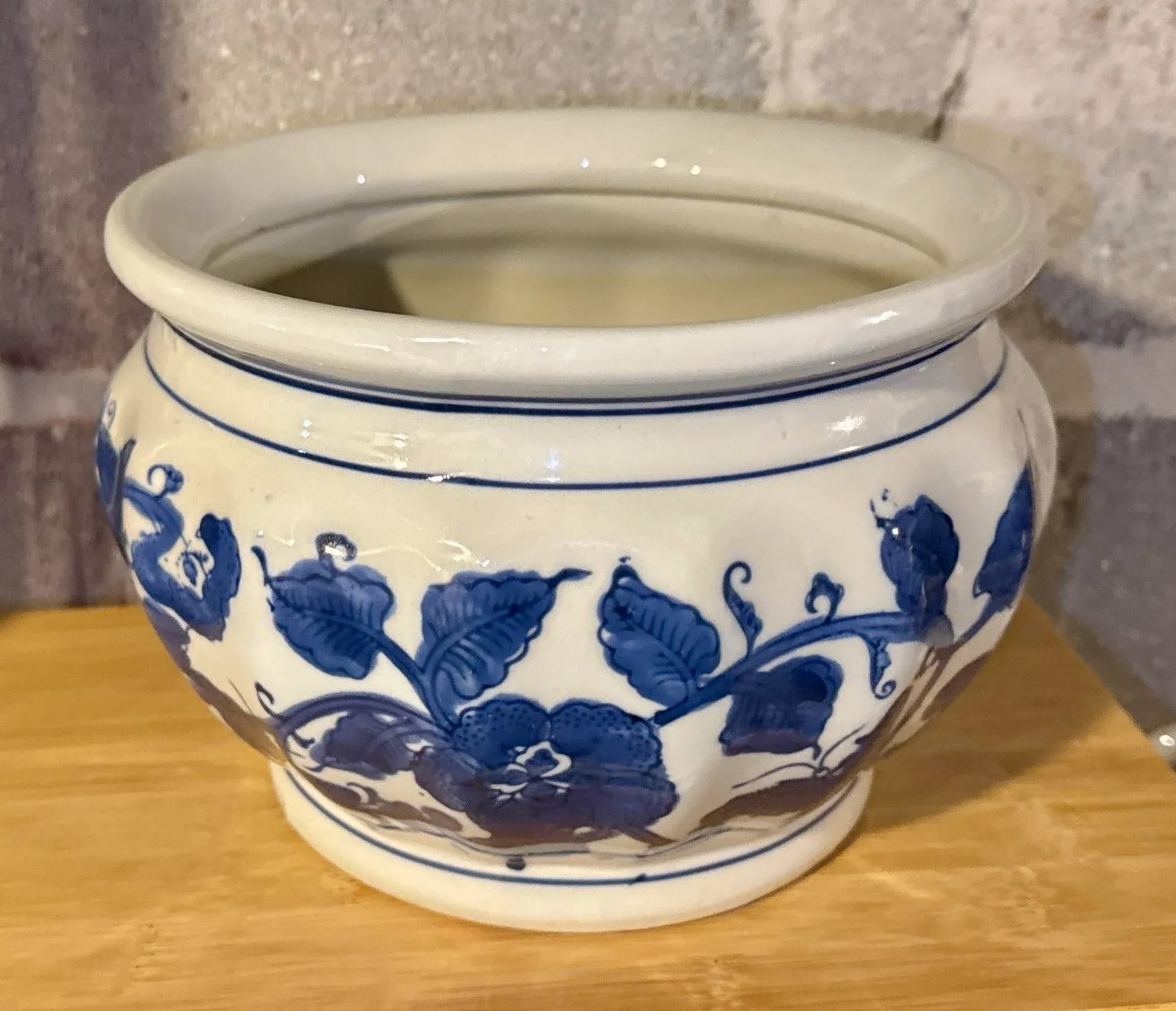 Vintage Blue & White Chinoiserie Planter - 3