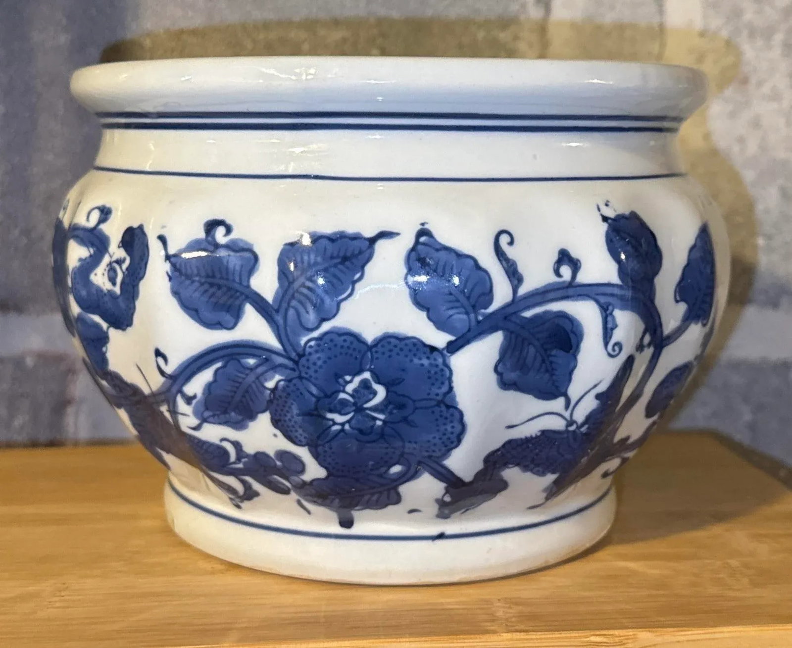 Vintage Blue & White Chinoiserie Planter - 6