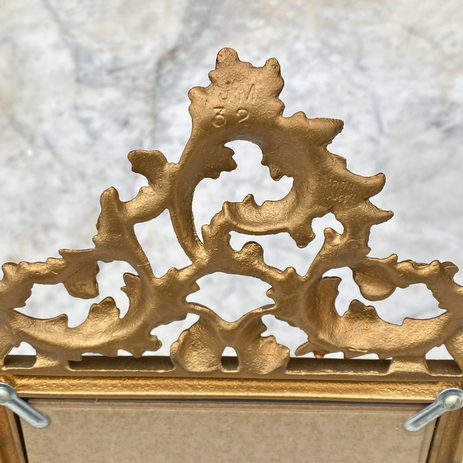 Vintage French Rococo Gold Foliage Brass Vanity Table Mirror - 10