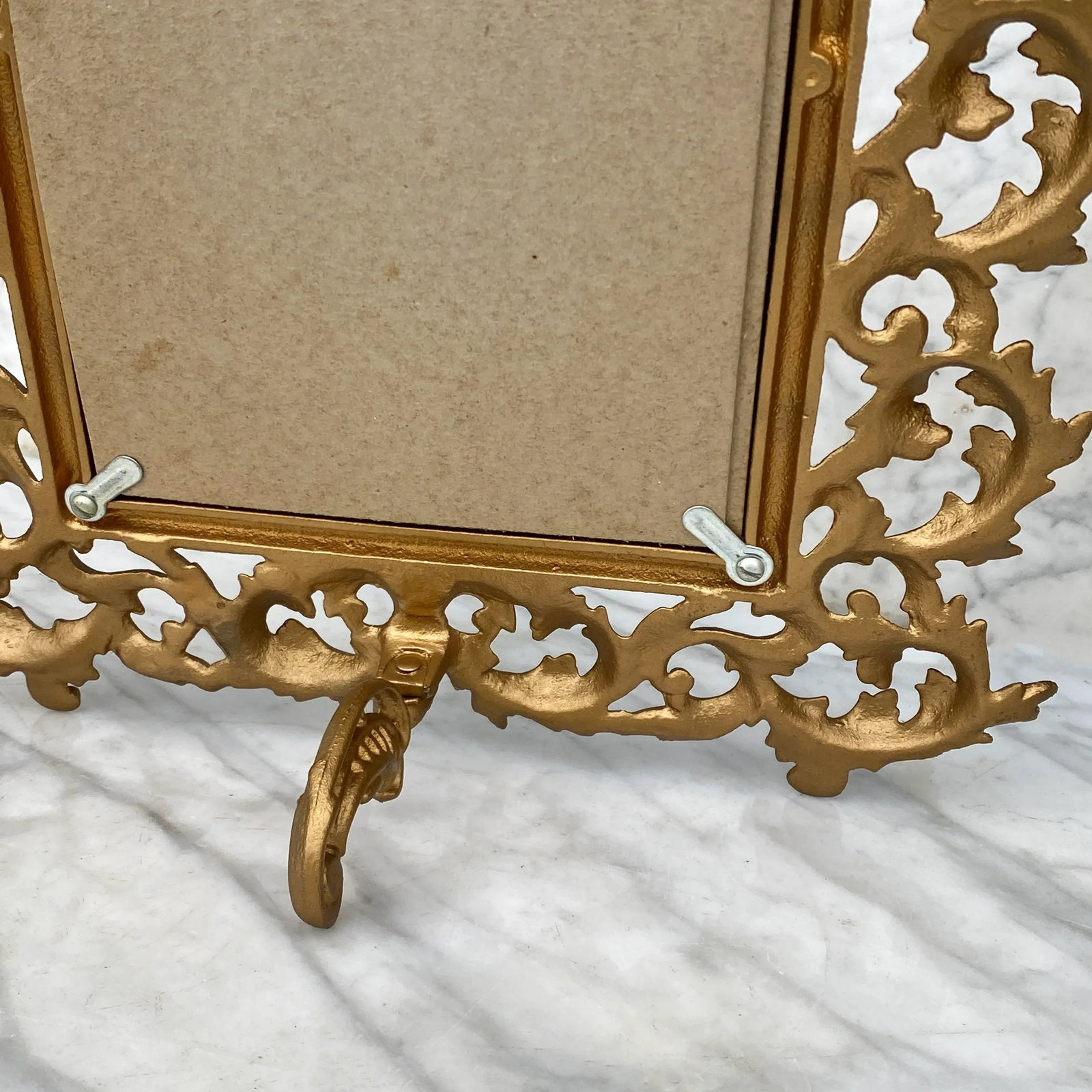 Vintage French Rococo Gold Foliage Brass Vanity Table Mirror - 9