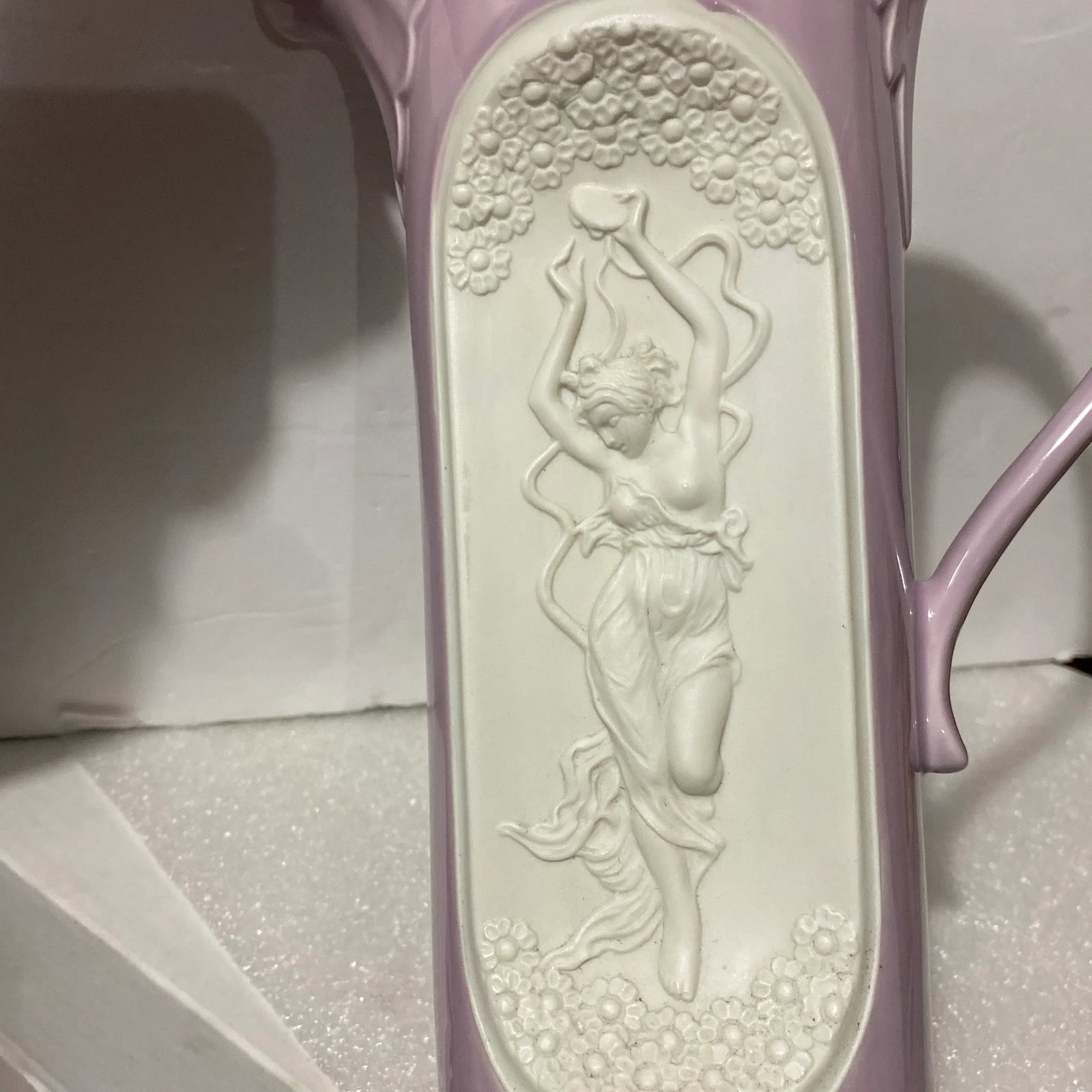 Art Nouveau Intaglio Porcelain Pitcher - 4