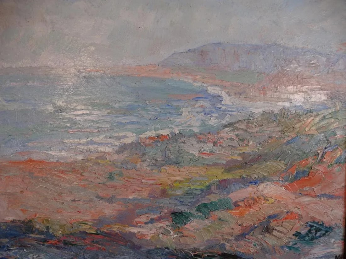 California Coastal Scene Oil on Board - 3