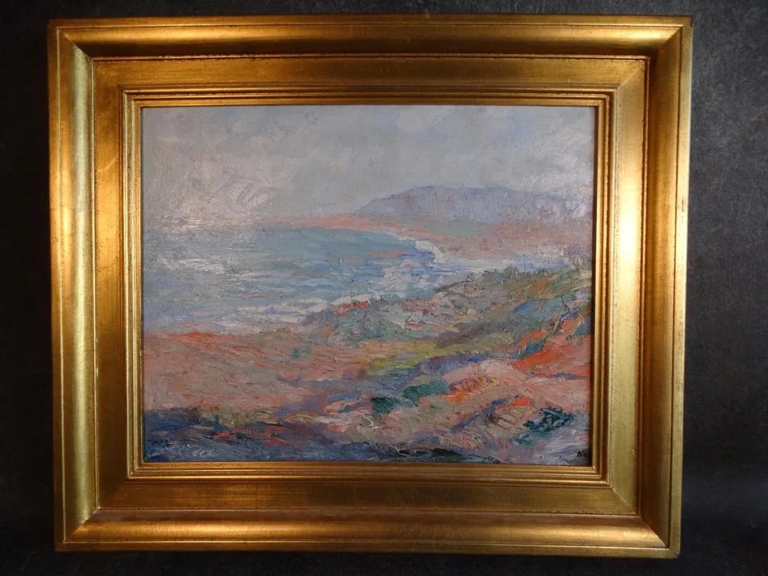 California Coastal Scene Oil on Board - 4