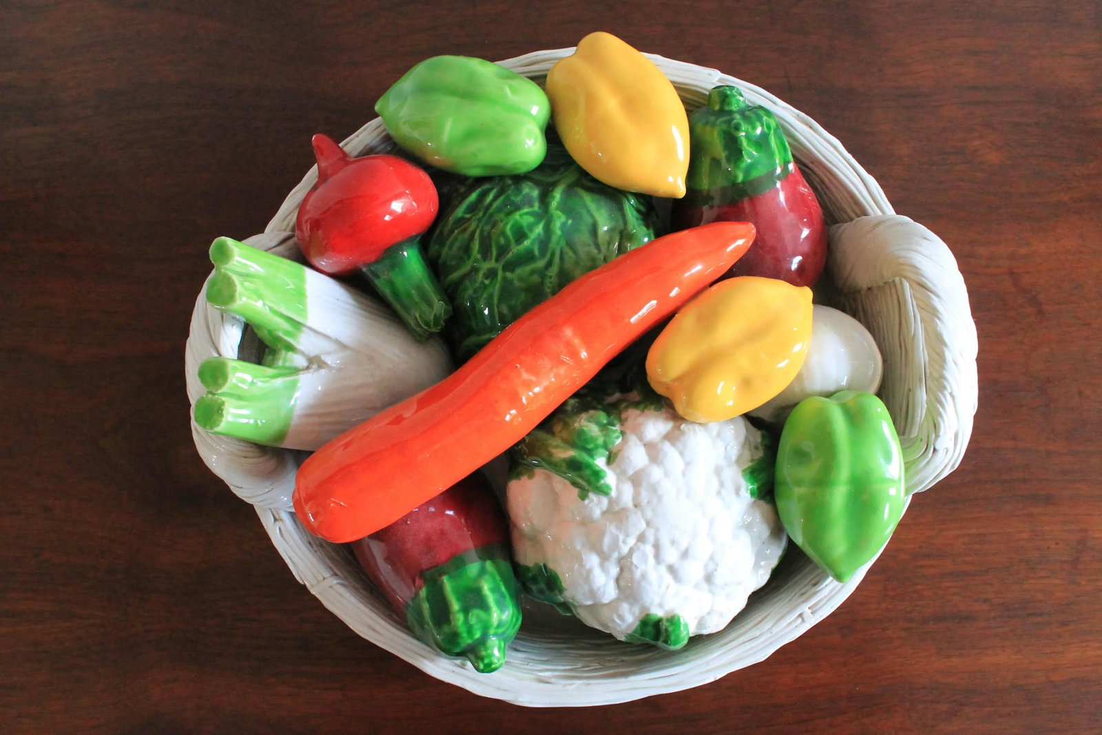 Vintage Bassano Italy Ceramic Bowl of Vegetables - 7