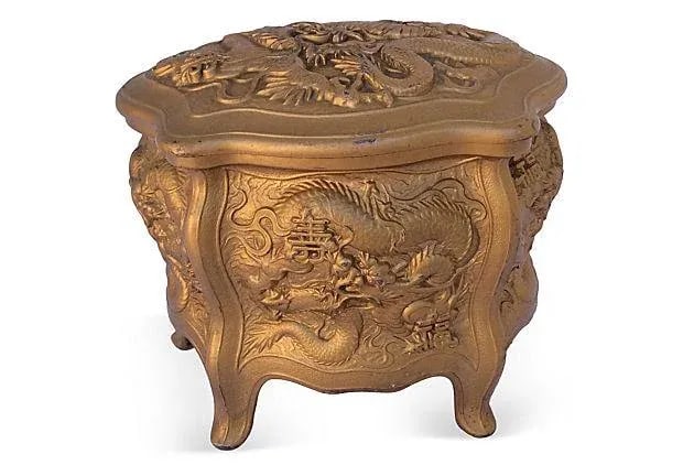 Antique Gold Dragon Chinosiere Chest - 2