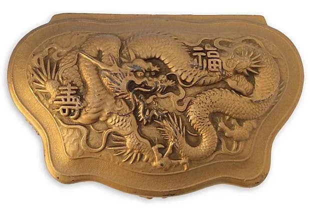 Antique Gold Dragon Chinosiere Chest - 7