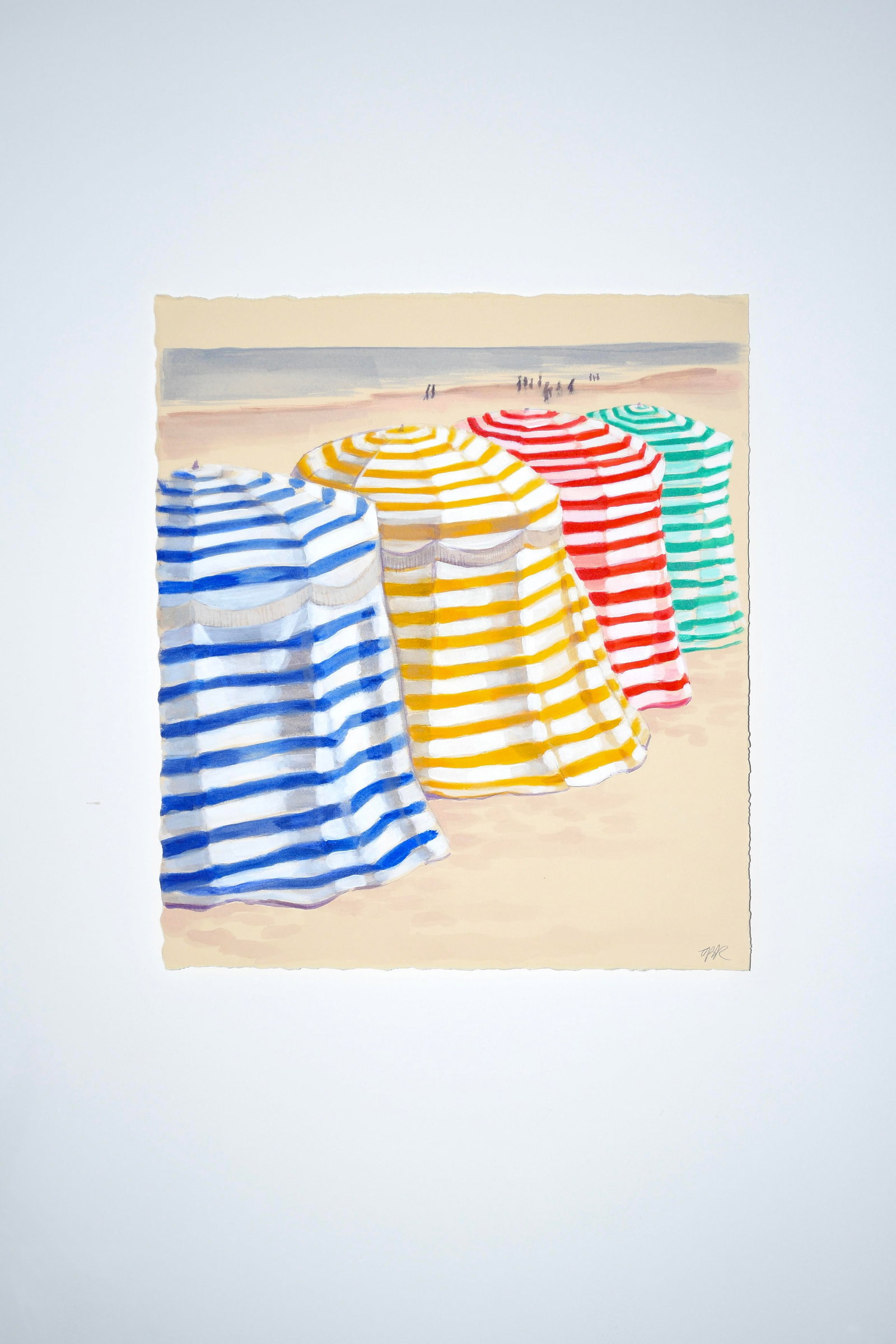 Biarritz Beach Tents Contemporary Acrylic Painting - 2