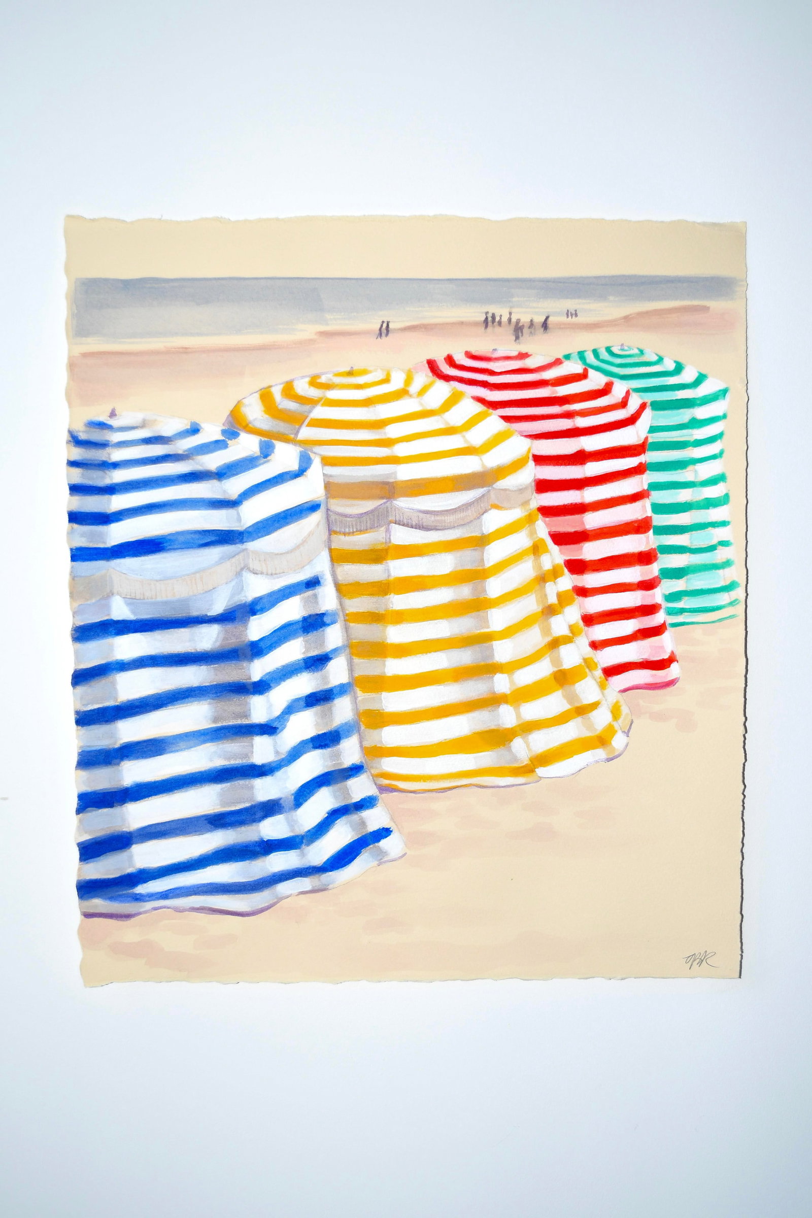 Biarritz Beach Tents Contemporary Acrylic Painting - 6