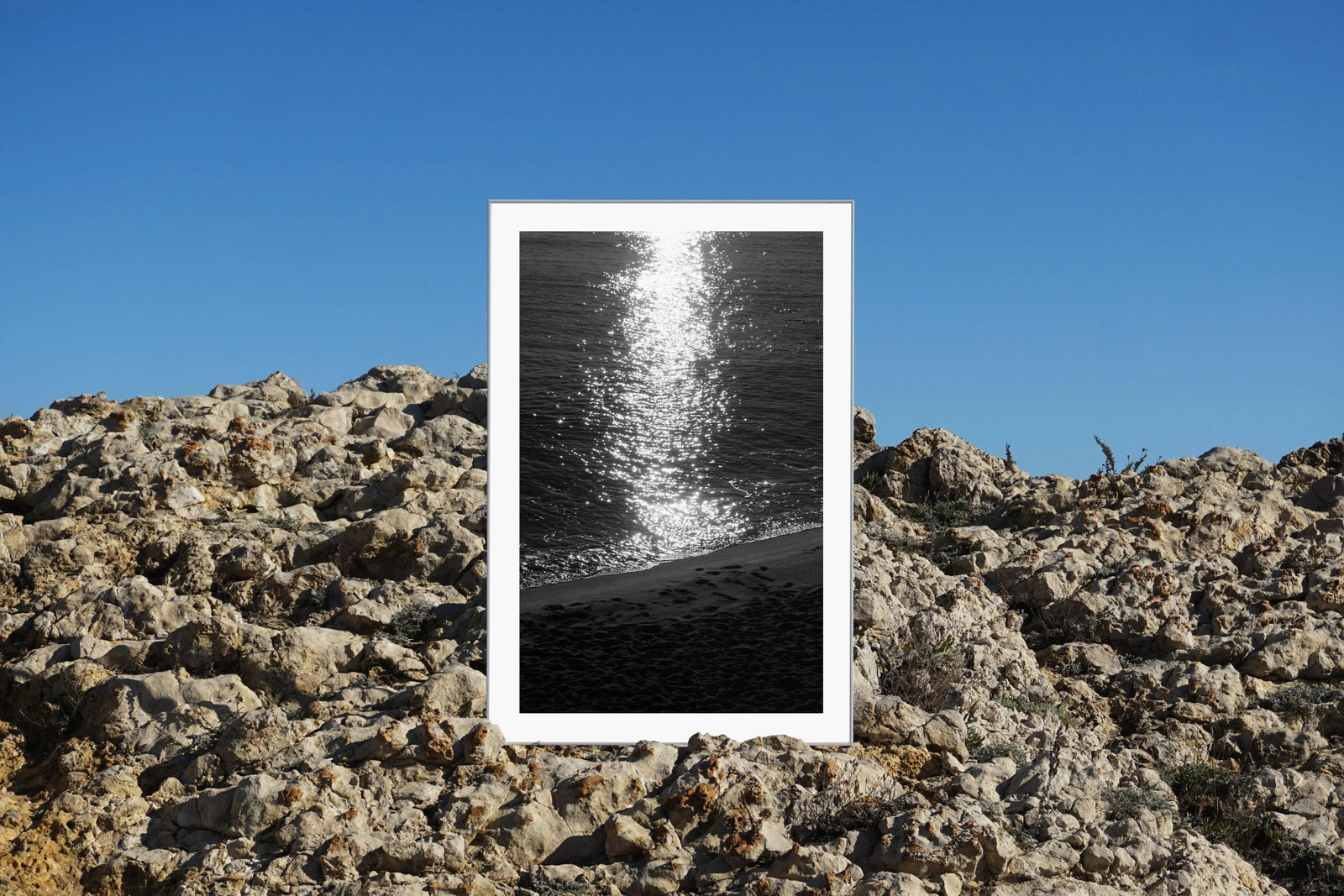 2021 "Dark Beach Sunrise" Black and White Seascape Giclee Print - 2