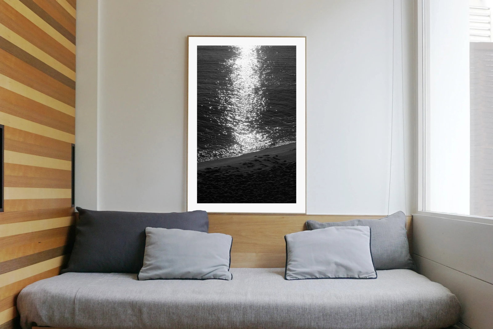 2021 "Dark Beach Sunrise" Black and White Seascape Giclee Print - 3