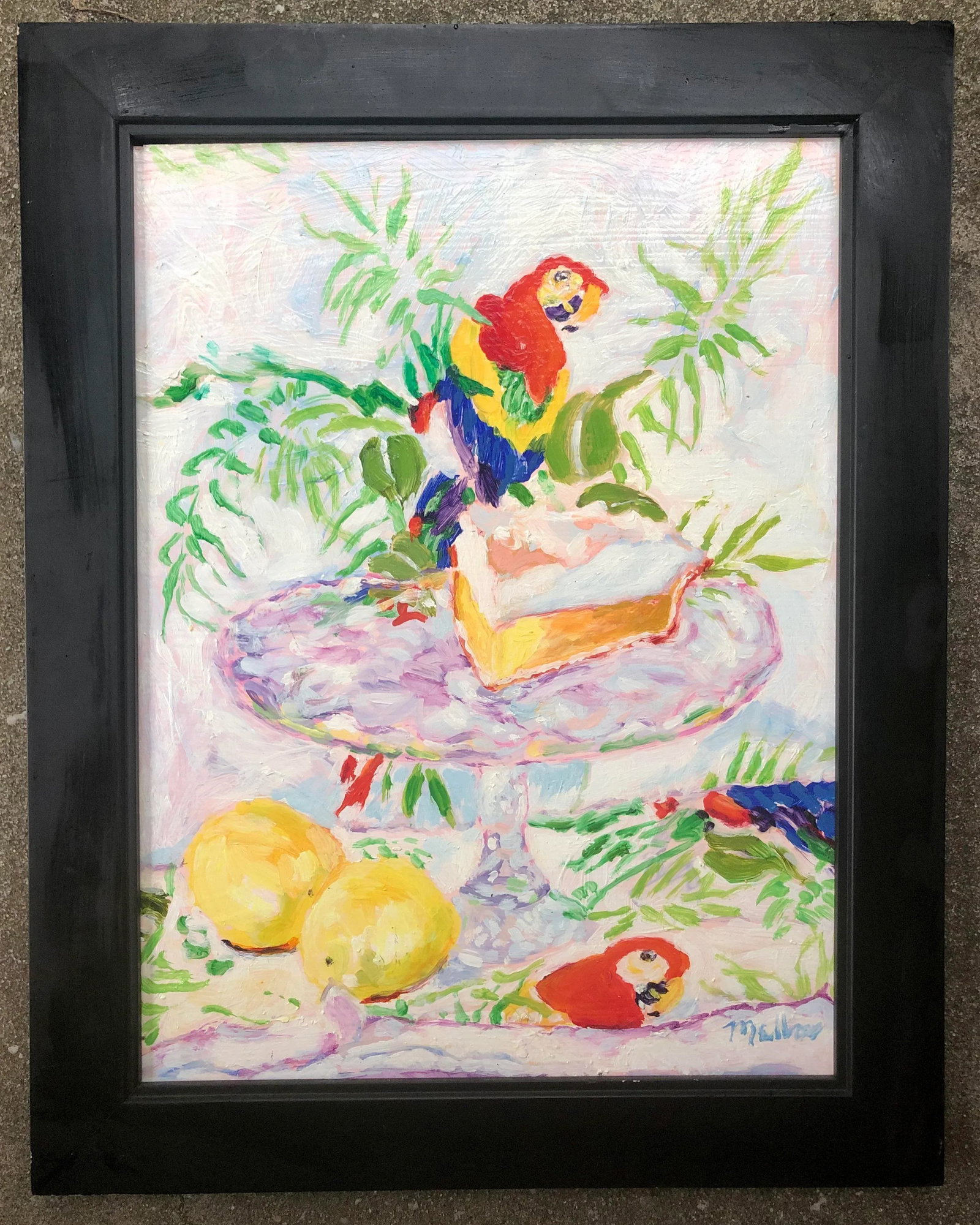 Parrot and Lemon Meringue Still Life Oil Painting - 13
