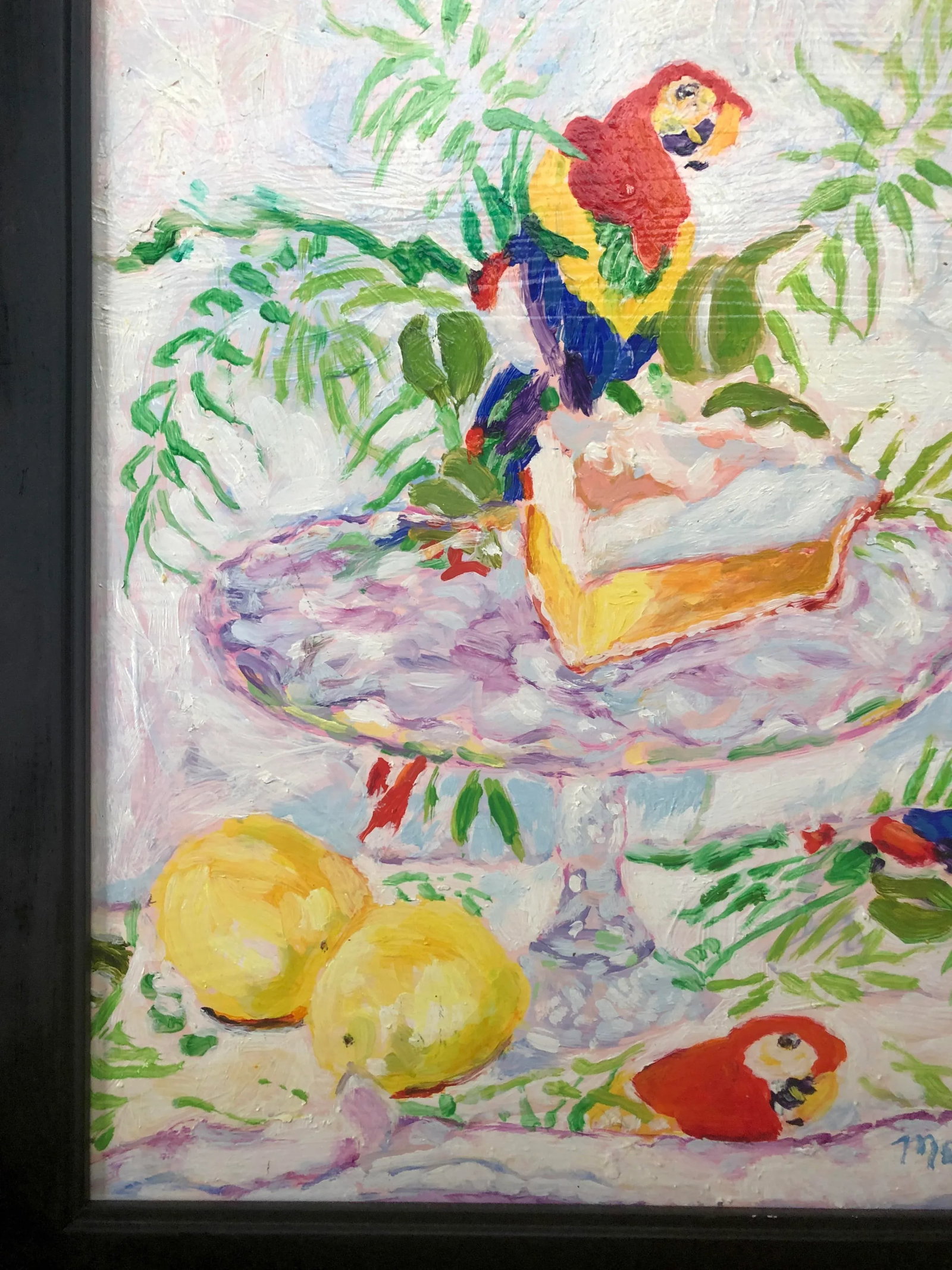 Parrot and Lemon Meringue Still Life Oil Painting - 4